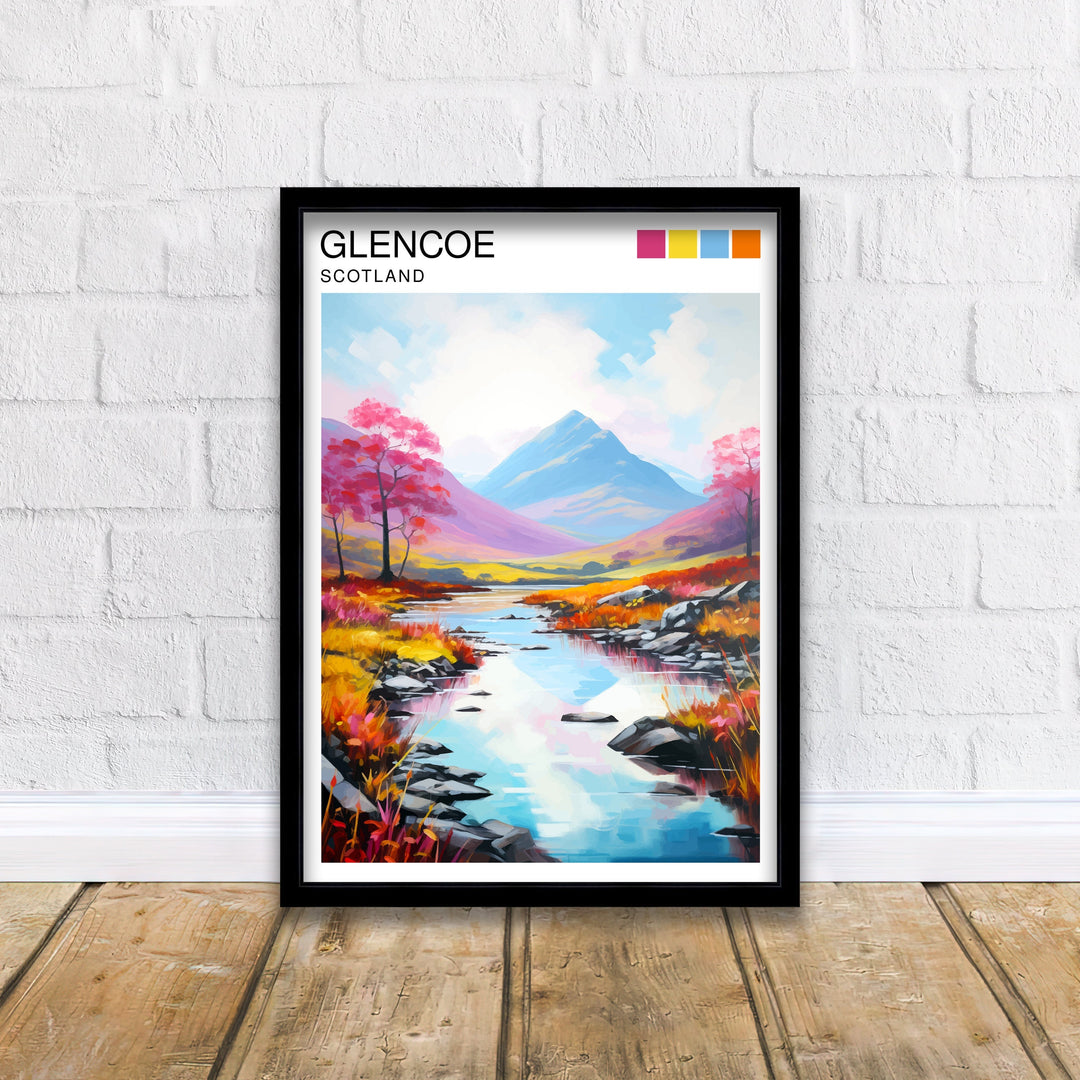 Glencoe Scotland Travel Poster Glencoe Wall Art Glencoe Scotland Landscape Poster Scotland Travel Poster Scottish Highlands Poster