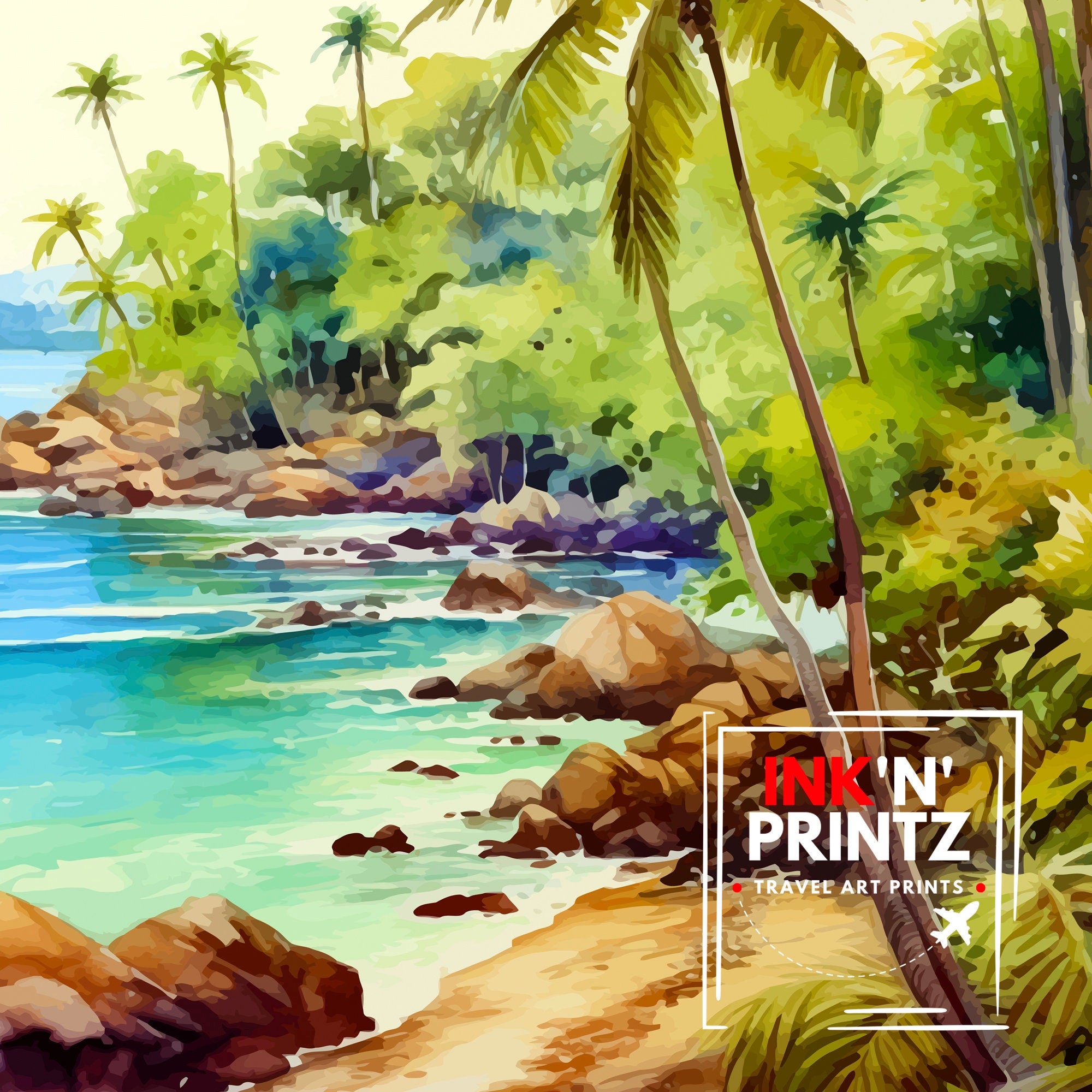 Jaco Costa Rica Print Surf Paradise Art Tropical Beach Wall Art Jaco Beach Poster Costa Rican Coast Decor Pura Vida Lifestyle Illustration