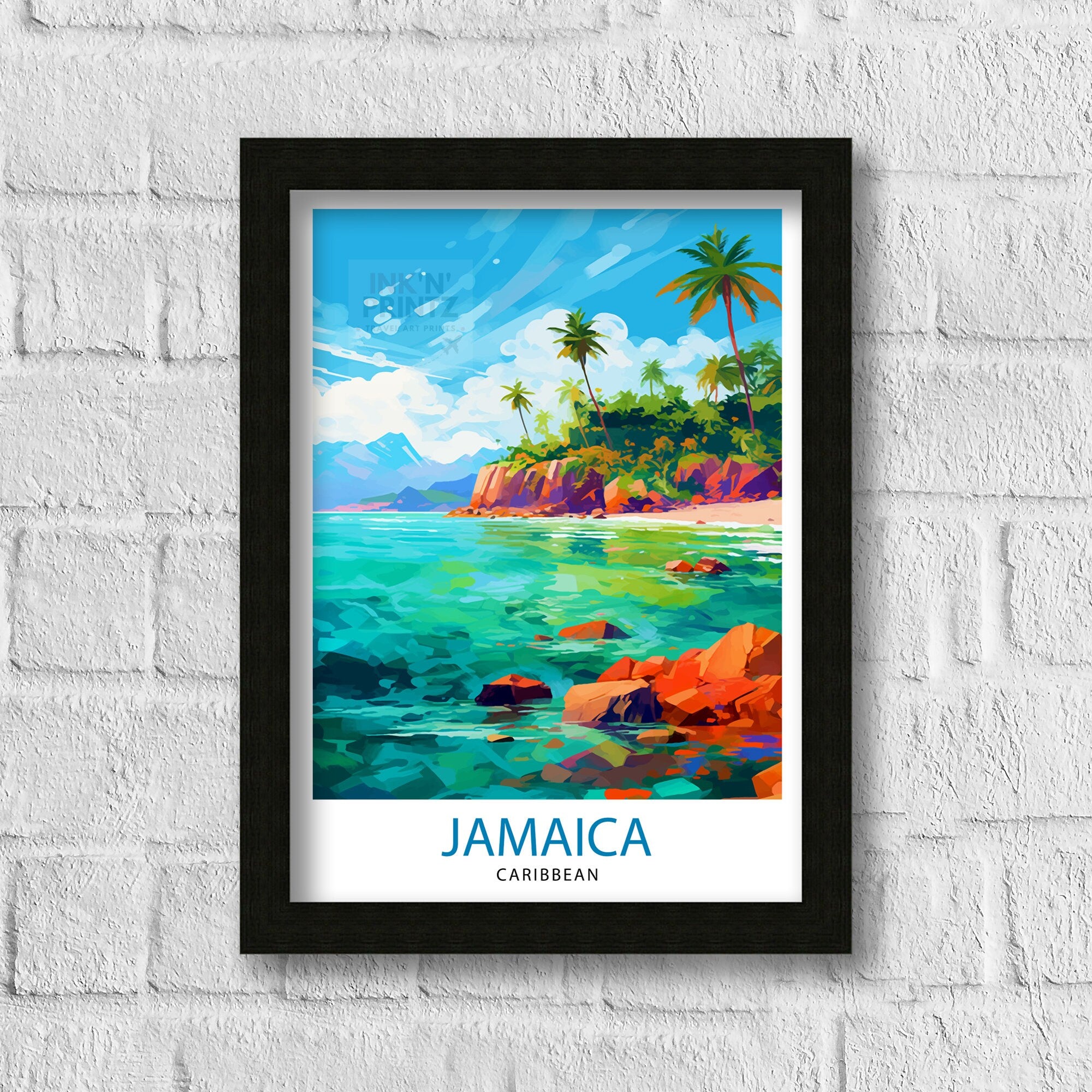 Jamaica Travel Print , Jamaica Wall Art Jamaica Poster, Jamaica Home Decor Jamaica Illustration, Travel Poster Jamaica Gift, Jamaica Wall