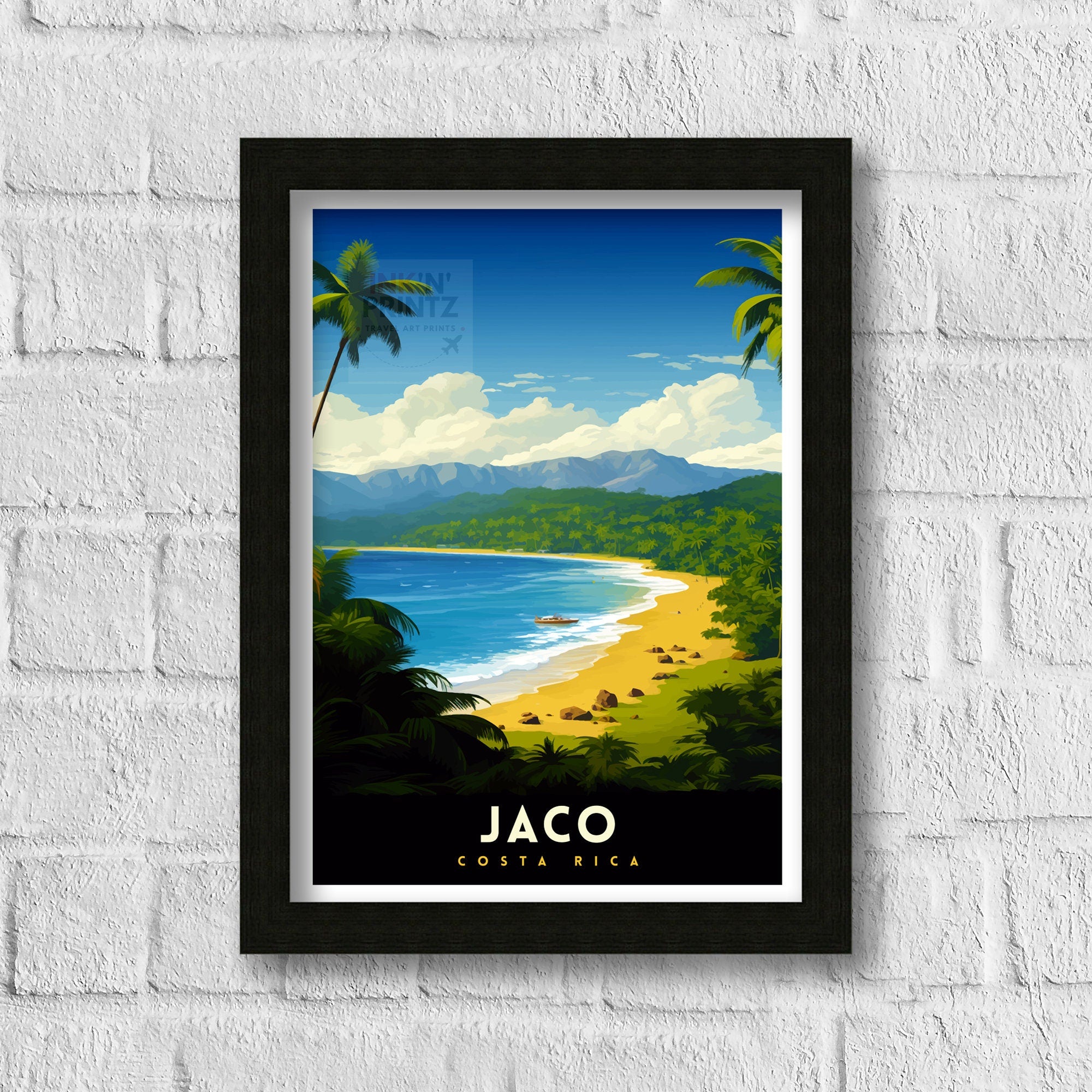 Jaco Costa Rica Print Surf Paradise Art Tropical Beach Wall Art Jaco Beach Poster Costa Rican Coast Decor Pura Vida Lifestyle Illustration