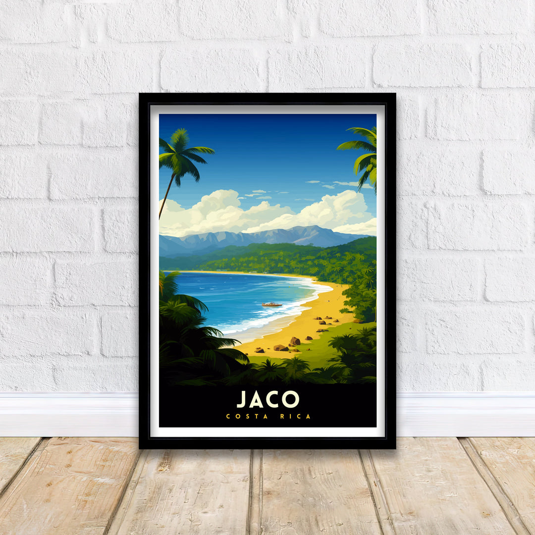 Jaco Costa Rica Poster Surf Paradise Art Tropical Beach Wall Art Jaco Beach Poster Costa Rican Coast Decor Pura Vida Lifestyle Illustration