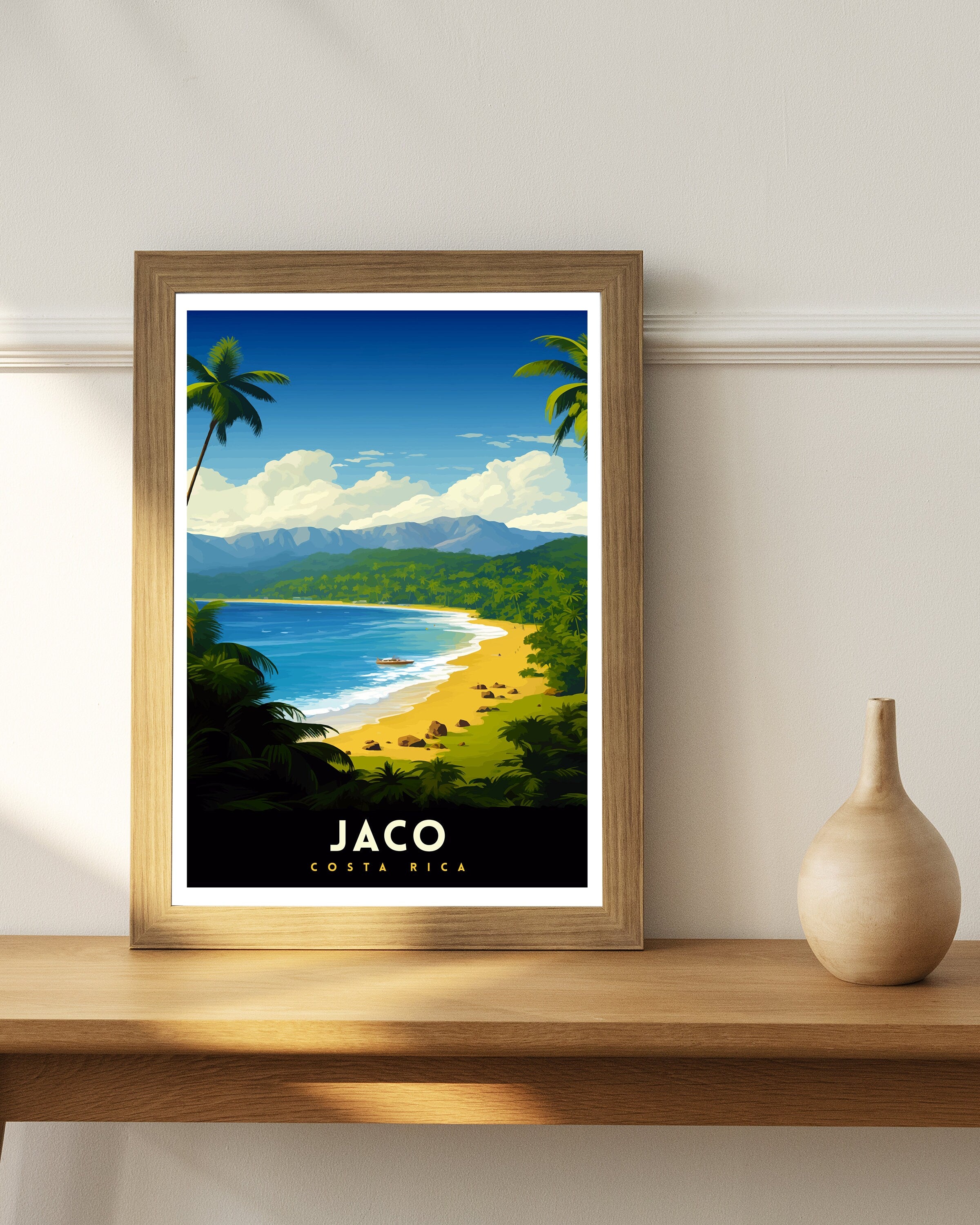 Jaco Costa Rica Print Surf Paradise Art Tropical Beach Wall Art Jaco Beach Poster Costa Rican Coast Decor Pura Vida Lifestyle Illustration