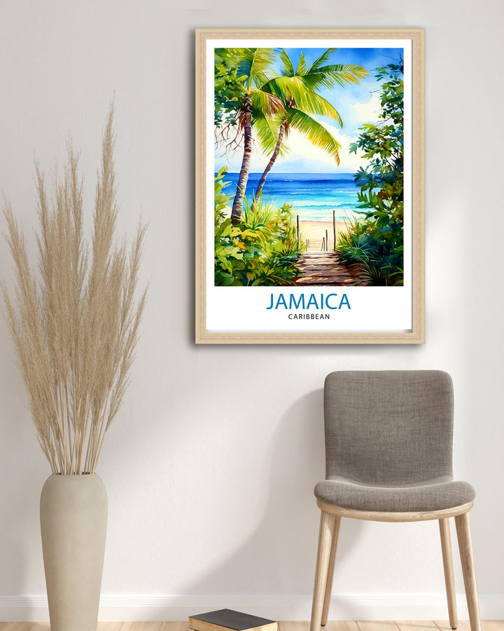 Jamaica Travel Poster , Jamaica Wall Art Jamaica Poster, Jamaica Home Decor Jamaica Illustration, Travel Poster Jamaica Gift, Jamaica Wall