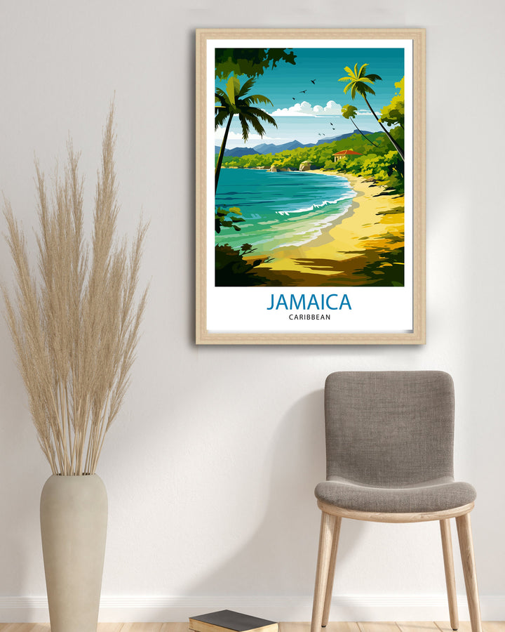 Jamaica Travel Poster , Jamaica Wall Art Jamaica Poster, Jamaica Home Decor Jamaica Illustration, Travel Poster Jamaica Gift, Jamaica Wall