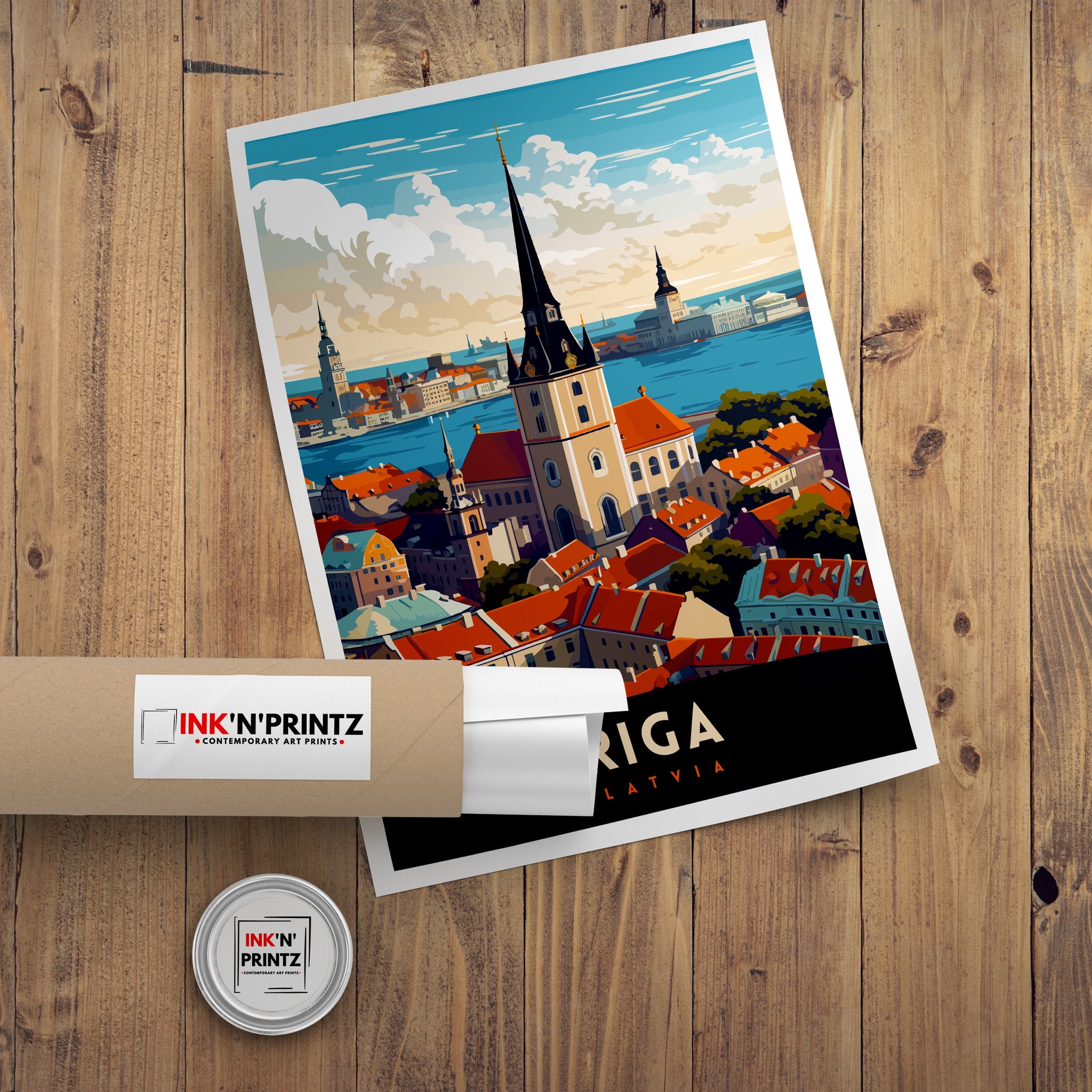 Riga Latvia Print Art Nouveau Architecture Poster Old Town Riga Wall Art Baltic Charm Decor Daugava River Scene Latvian Cultural