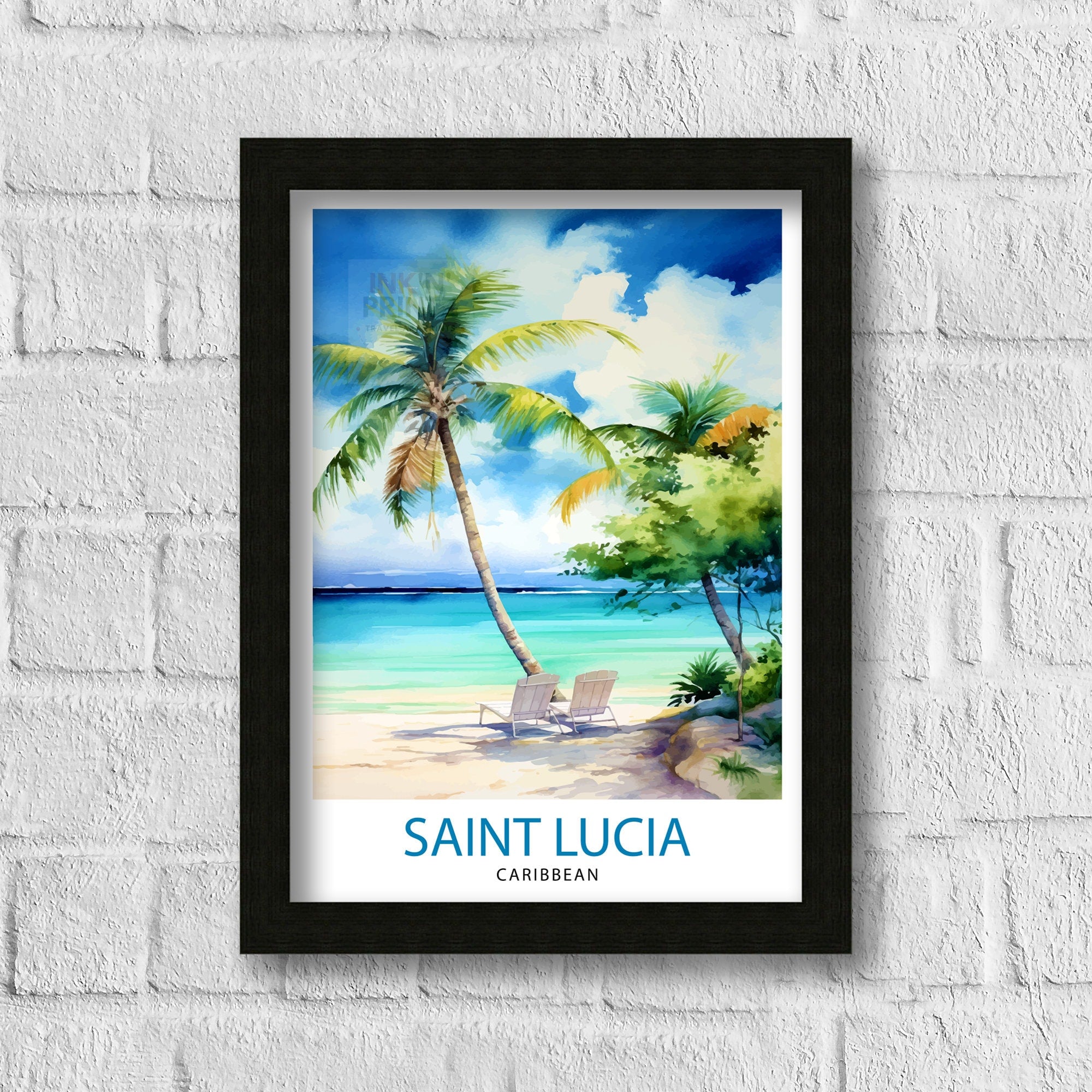 St Lucia Travel Print | Caribbean | St Lucia Print | St Lucia Art | St Lucia Poster | Saint Lucia Print | St Lucia Wall Art | Saint Lucia
