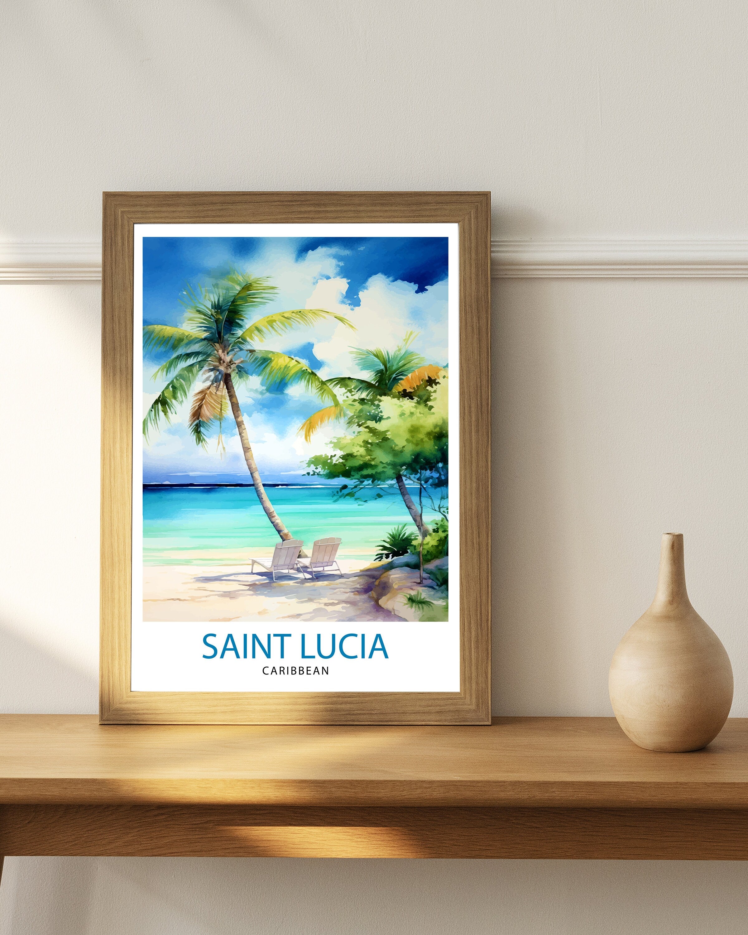 St Lucia Travel Print | Caribbean | St Lucia Print | St Lucia Art | St Lucia Poster | Saint Lucia Print | St Lucia Wall Art | Saint Lucia
