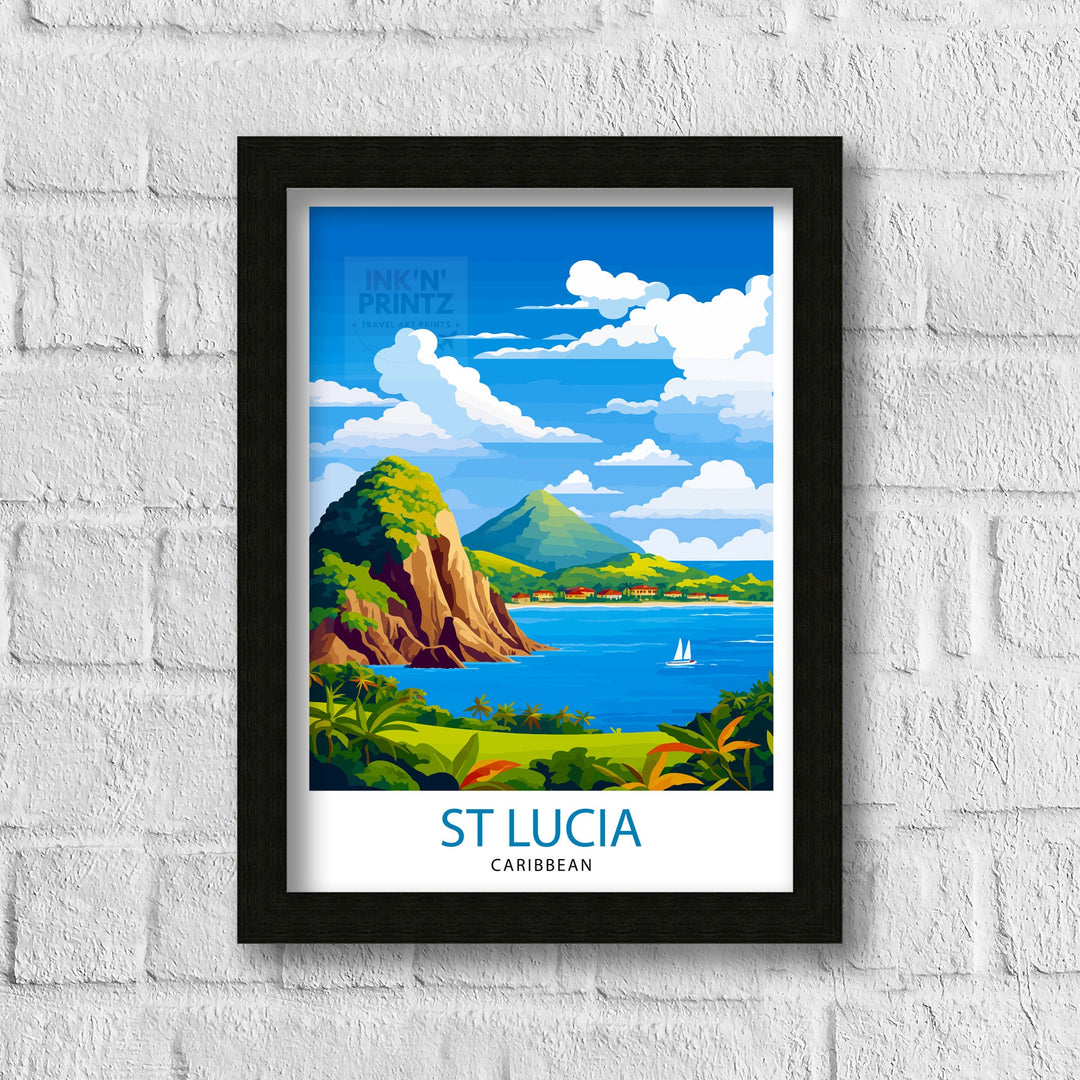 St Lucia Travel Print | Caribbean | St Lucia Print | St Lucia Art | St Lucia Poster | Saint Lucia Print | St Lucia Wall Art | Saint Lucia