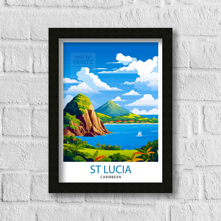 St Lucia Travel Print | Caribbean | St Lucia Print | St Lucia Art | St Lucia Poster | Saint Lucia Print | St Lucia Wall Art | Saint Lucia
