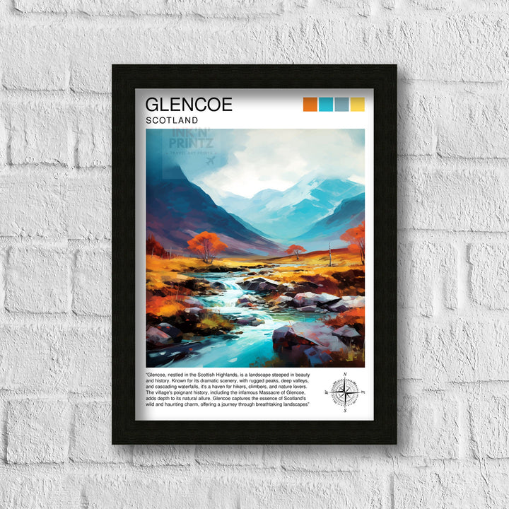 Glencoe Scotland Travel Print Glencoe Wall Art Glencoe Scotland Landscape Print Scotland Travel Poster Scottish Highlands Print