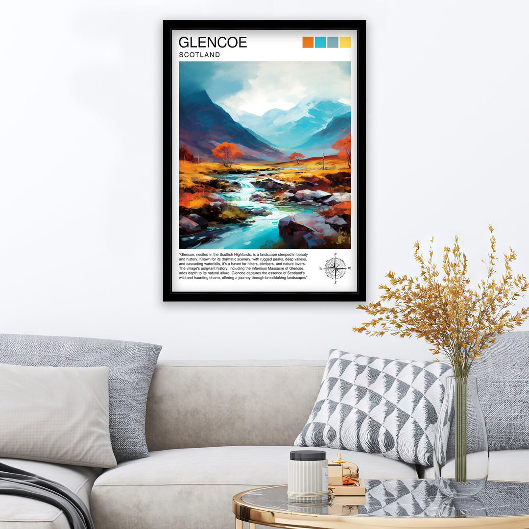 Glencoe Scotland Travel Print Glencoe Wall Art Glencoe Scotland Landscape Print Scotland Travel Poster Scottish Highlands Print