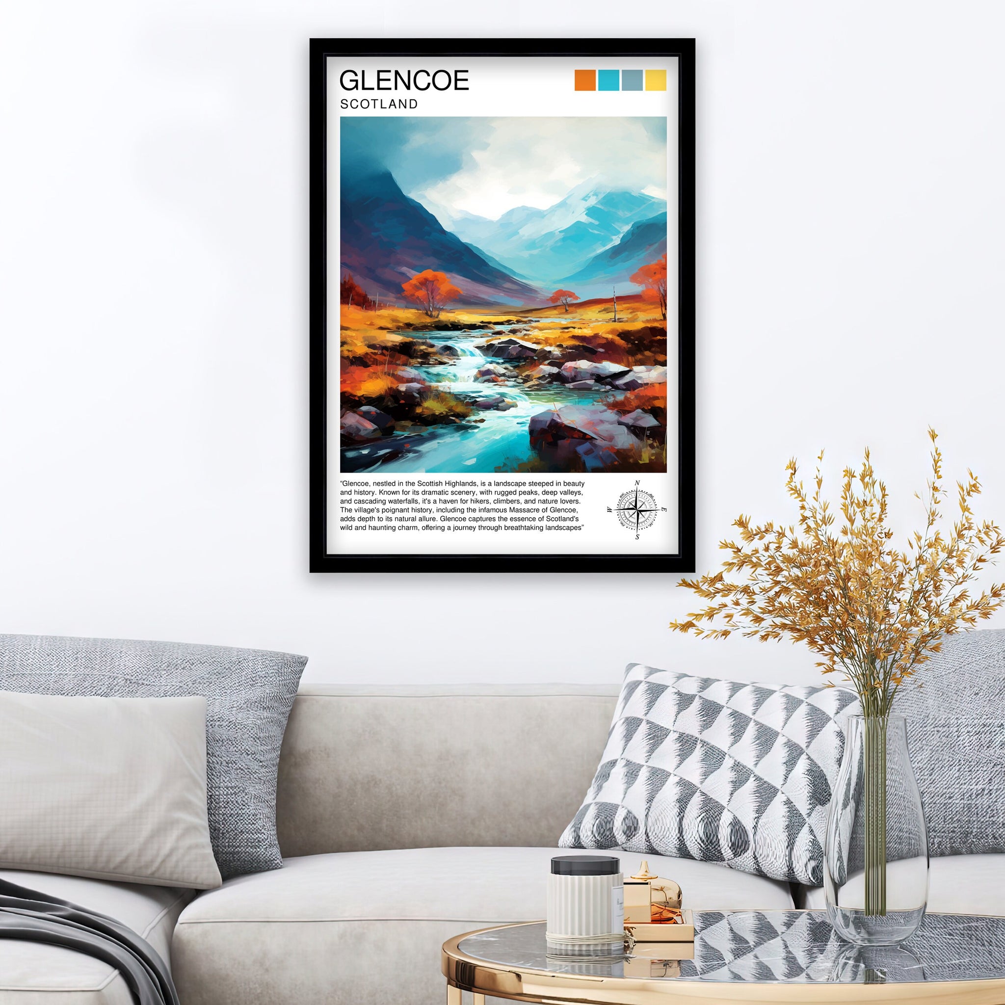 Glencoe Scotland Travel Print Glencoe Wall Art Glencoe Scotland Landscape Print Scotland Travel Poster Scottish Highlands Print