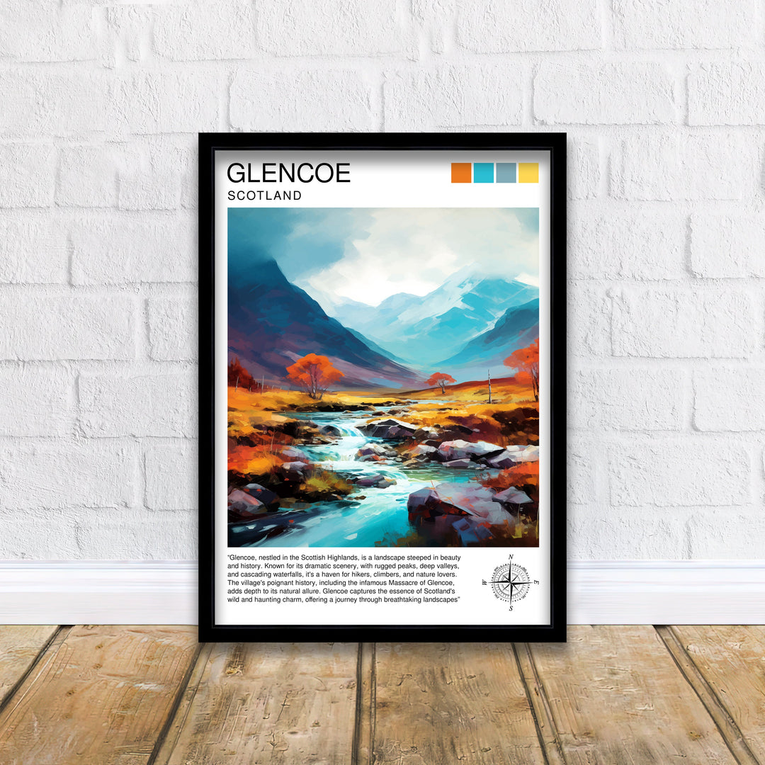 Glencoe Scotland Travel Print Glencoe Wall Art Glencoe Scotland Landscape Print Scotland Travel Poster Scottish Highlands Print