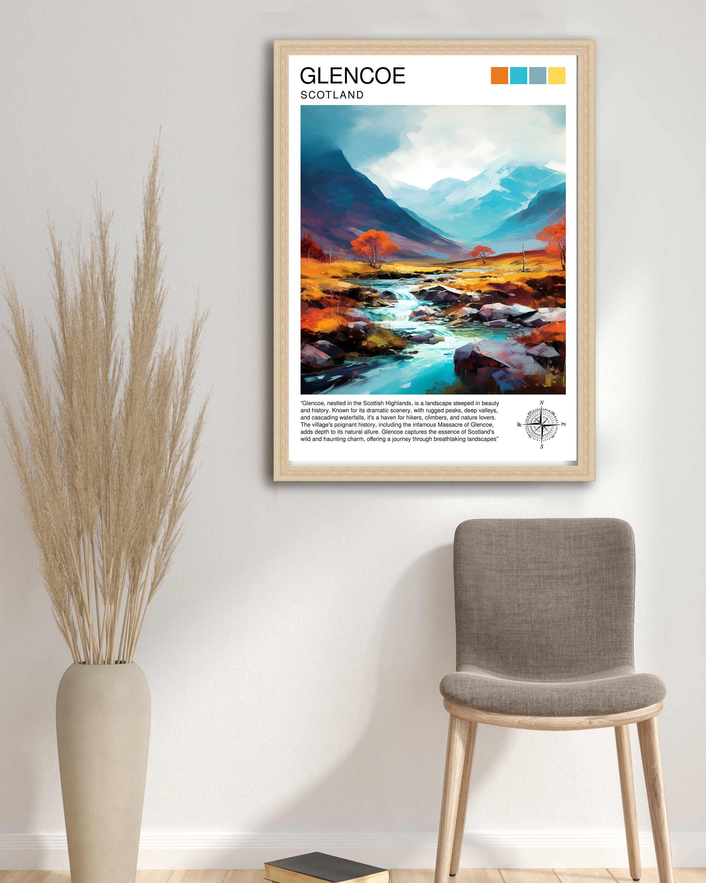 Glencoe Scotland Travel Print Glencoe Wall Art Glencoe Scotland Landscape Print Scotland Travel Poster Scottish Highlands Print
