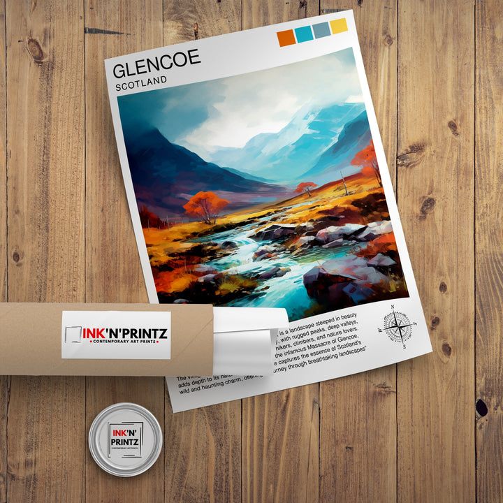 Glencoe Scotland Travel Print Glencoe Wall Art Glencoe Scotland Landscape Print Scotland Travel Poster Scottish Highlands Print