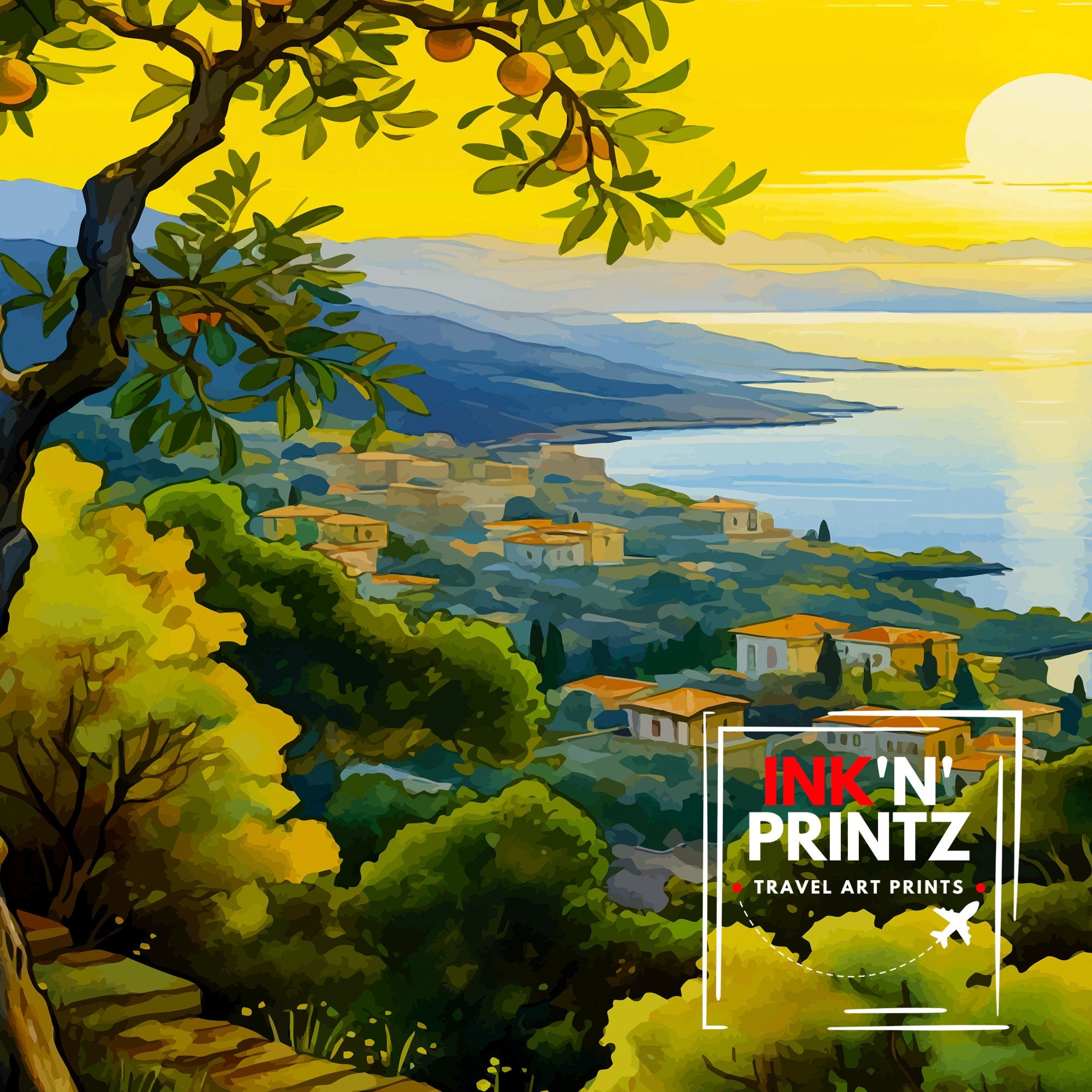 Sorrento Italy Travel Print Sorrento Wall Decor - Sorrento Poster Italy Travel Prints Sorrento Art Print Sorrento Italy Illustration