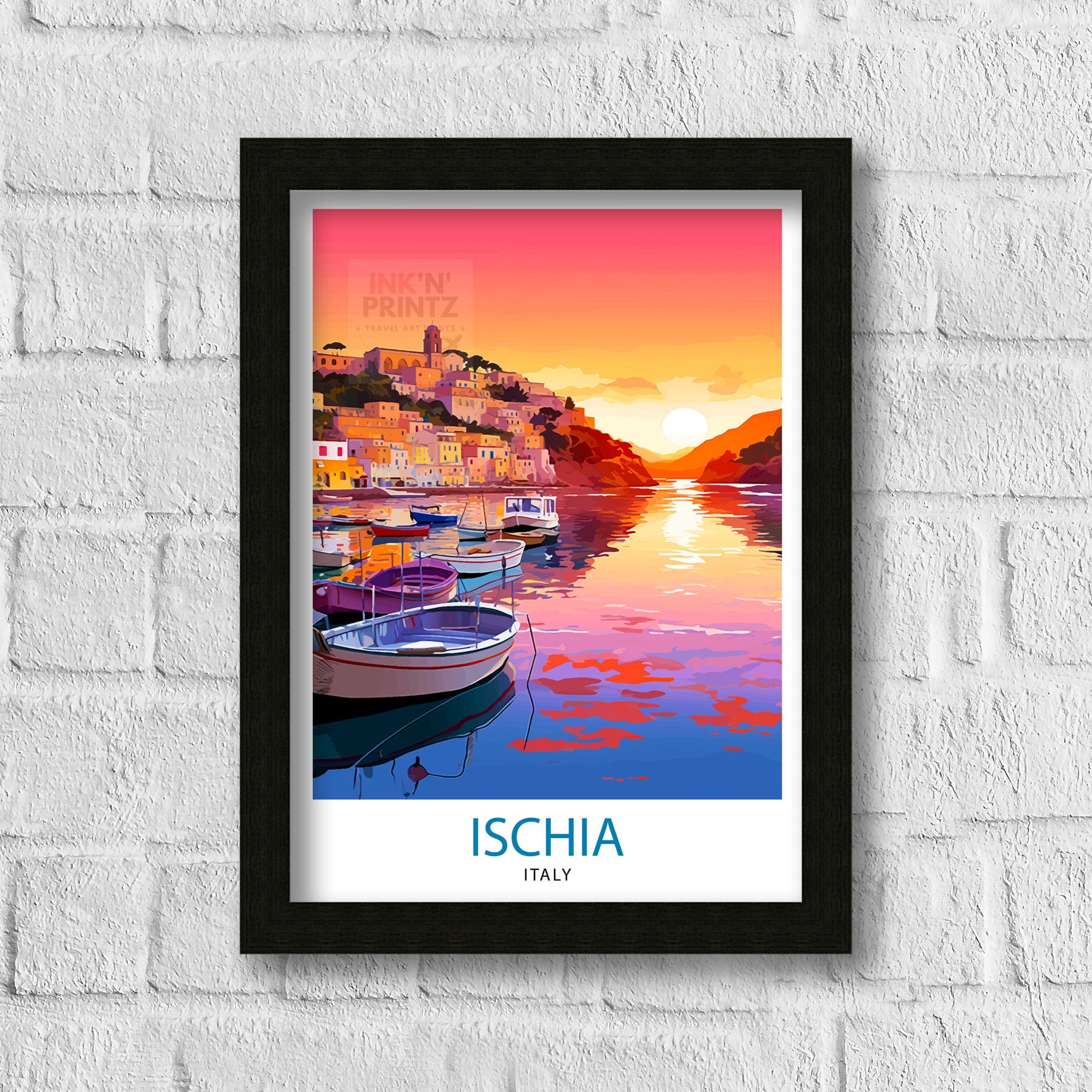 Ischia Italy Travel Print Ischia Wall Decor Ischia Home Living Decor Ischia Italy Illustration Travel Poster Gift For Ischia Italy Home