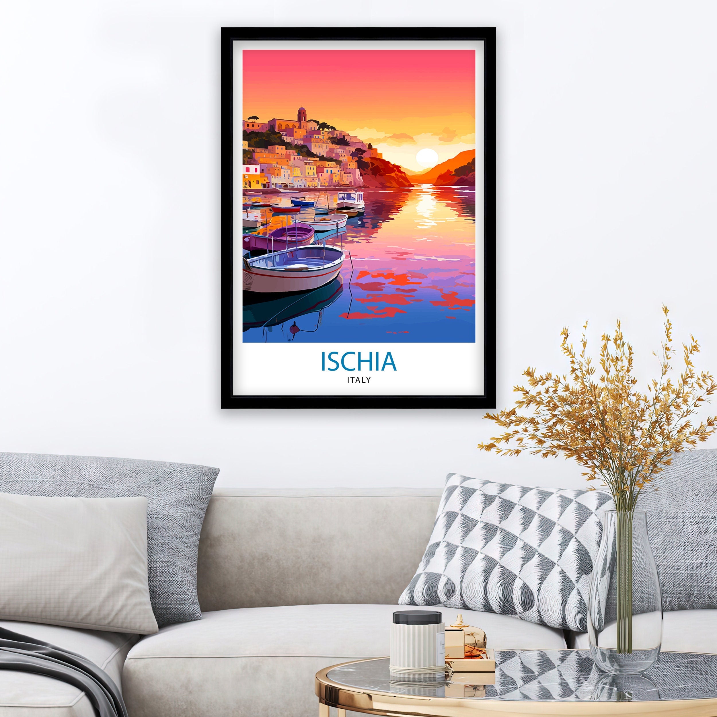Ischia Italy Travel Print Ischia Wall Decor Ischia Home Living Decor Ischia Italy Illustration Travel Poster Gift For Ischia Italy Home