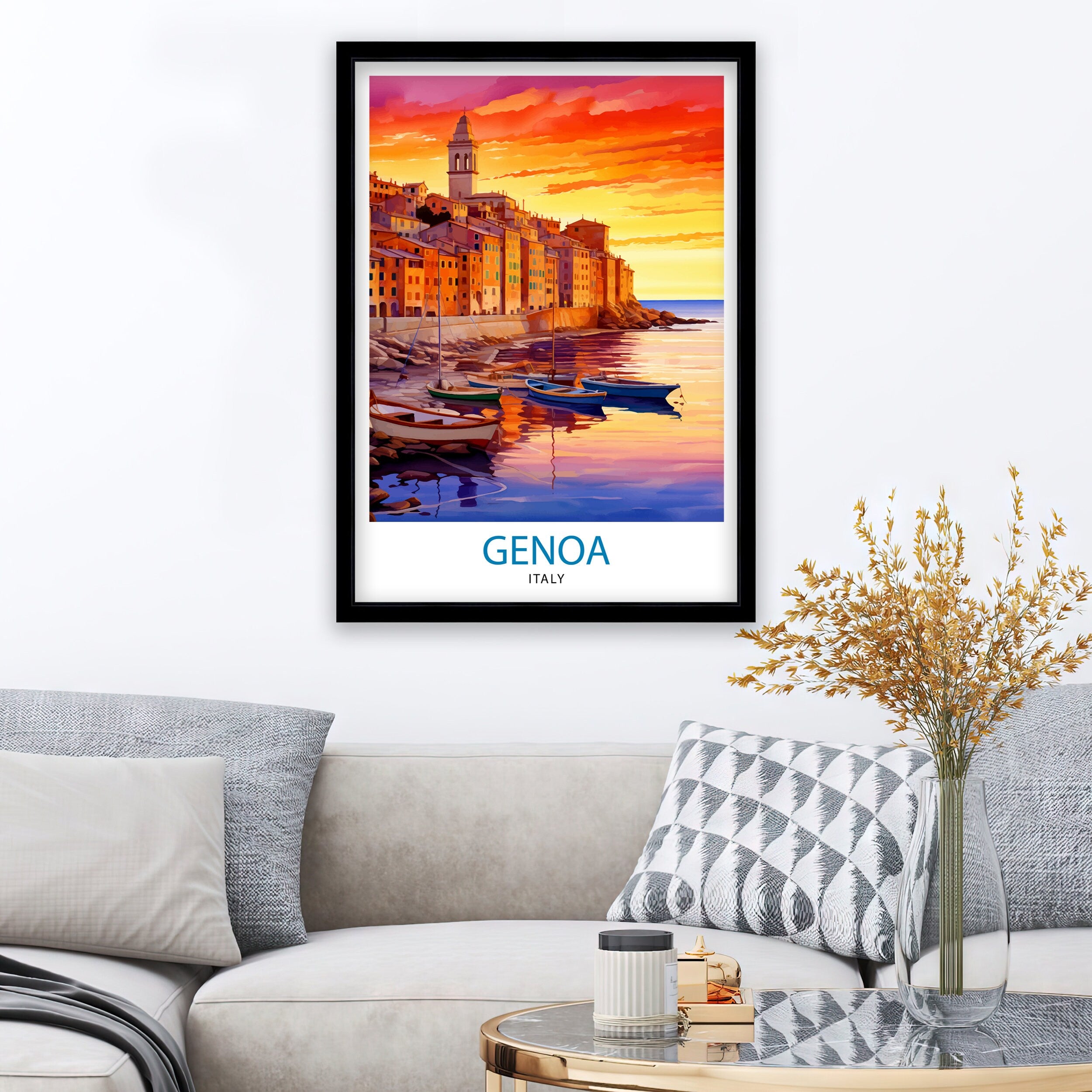 Genoa Italy Travel Print Genoa Wall Decor Genoa Poster Italy Travel Prints Genoa Art Print Genoa Illustration Genoa Wall Art