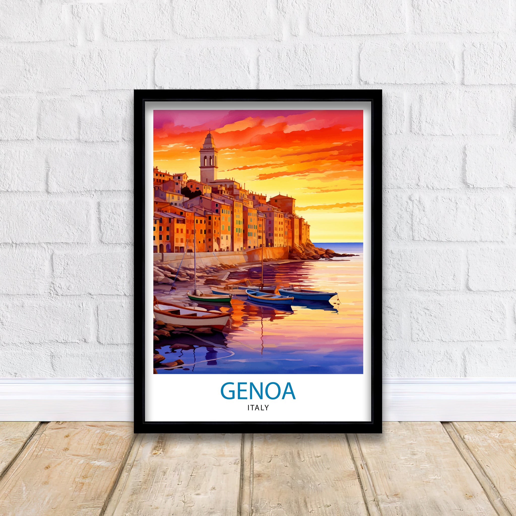 Genoa Italy Travel Print Genoa Wall Decor Genoa Poster Italy Travel Prints Genoa Art Print Genoa Illustration Genoa Wall Art