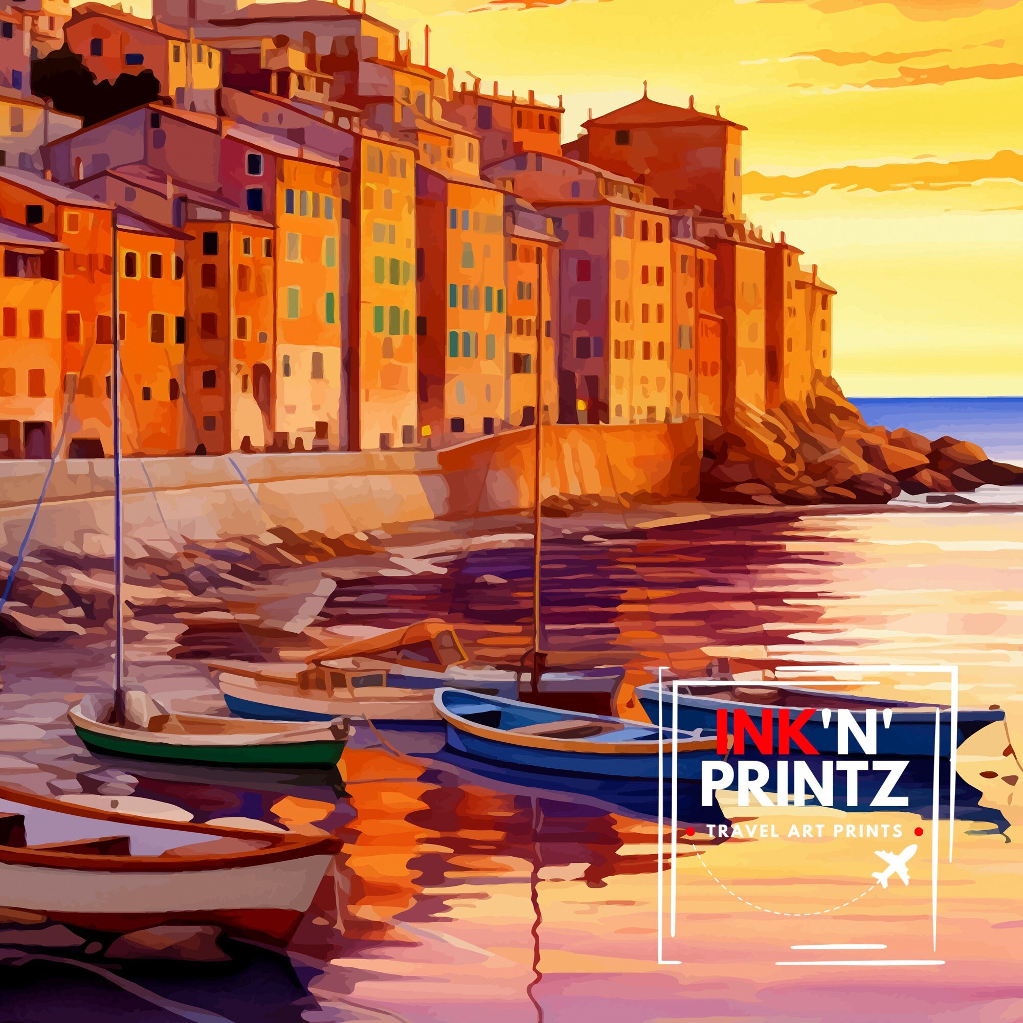 Genoa Italy Travel Print Genoa Wall Decor Genoa Poster Italy Travel Prints Genoa Art Print Genoa Illustration Genoa Wall Art