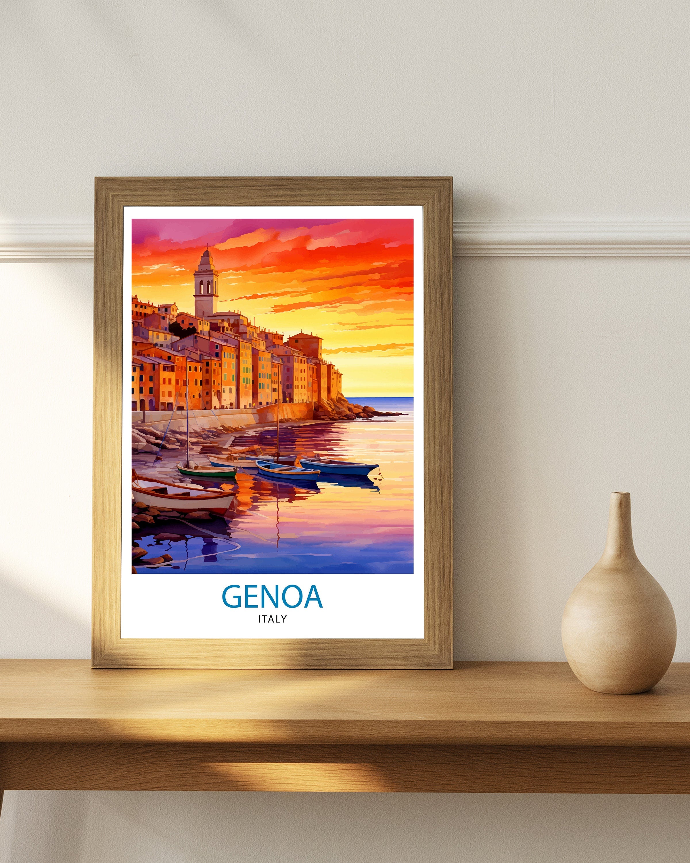 Genoa Italy Travel Print Genoa Wall Decor Genoa Poster Italy Travel Prints Genoa Art Print Genoa Illustration Genoa Wall Art