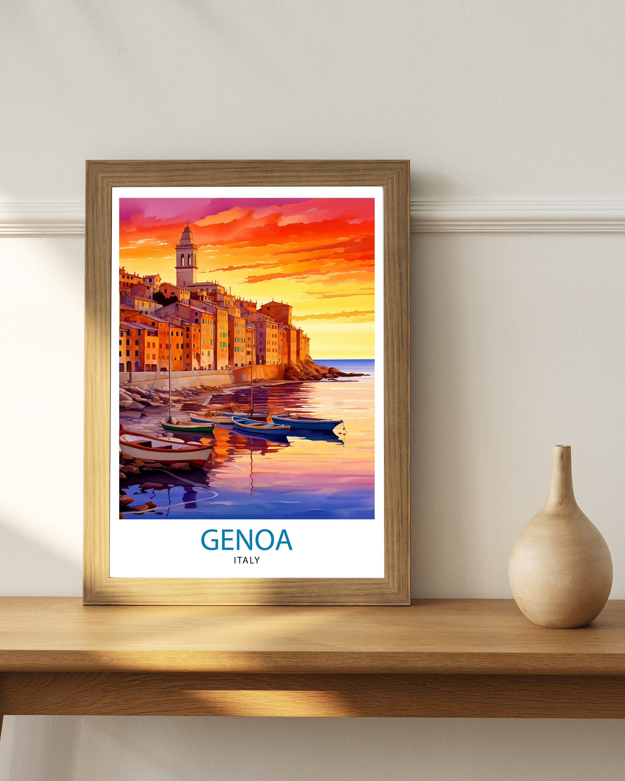 Genoa Italy Travel Print Genoa Wall Decor Genoa Poster Italy Travel Prints Genoa Art Print Genoa Illustration Genoa Wall Art
