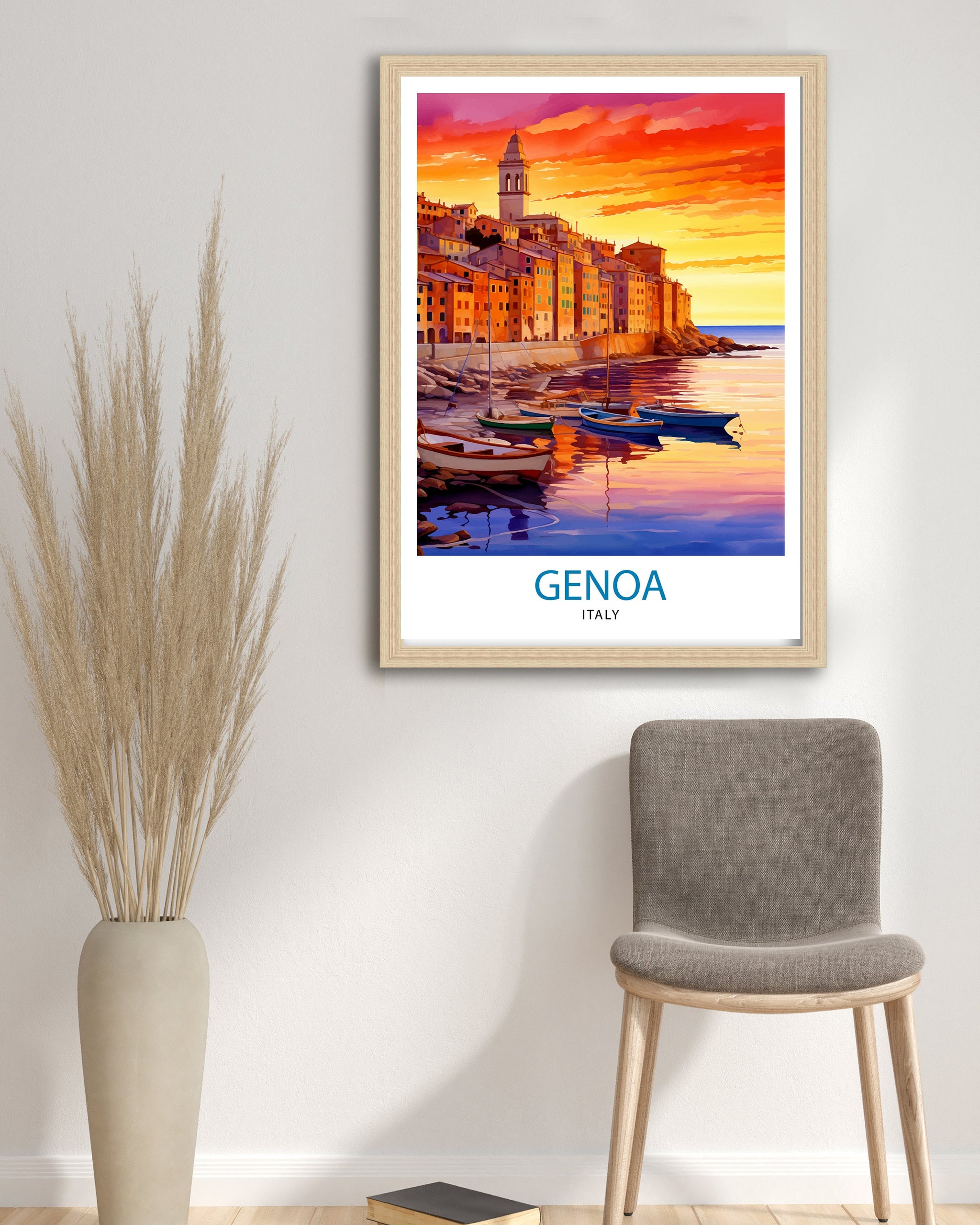 Genoa Italy Travel Print Genoa Wall Decor Genoa Poster Italy Travel Prints Genoa Art Print Genoa Illustration Genoa Wall Art