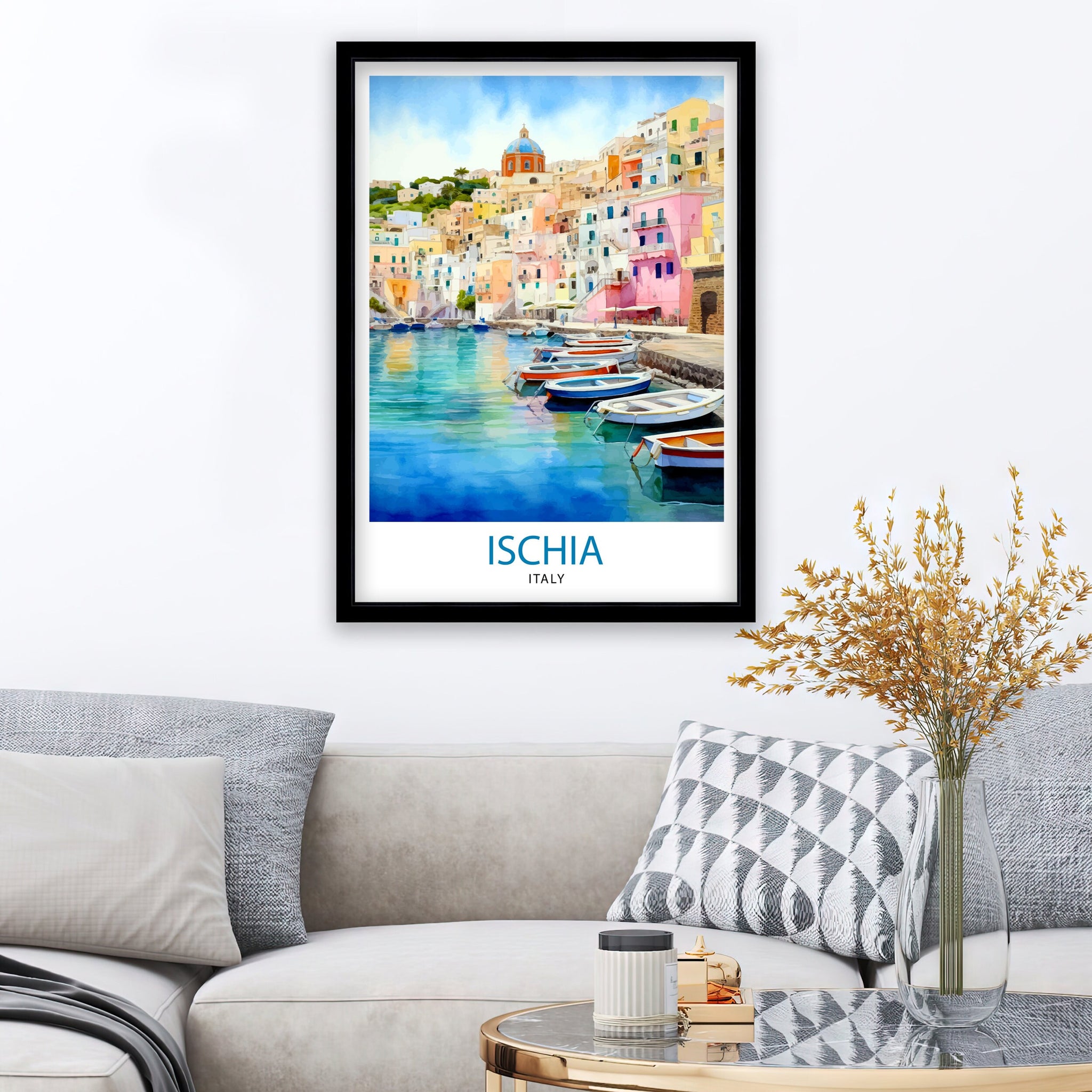 Ischia Italy Travel Print Ischia Wall Decor Ischia Home Living Decor Ischia Italy Illustration Travel Poster Gift For Ischia Italy Home