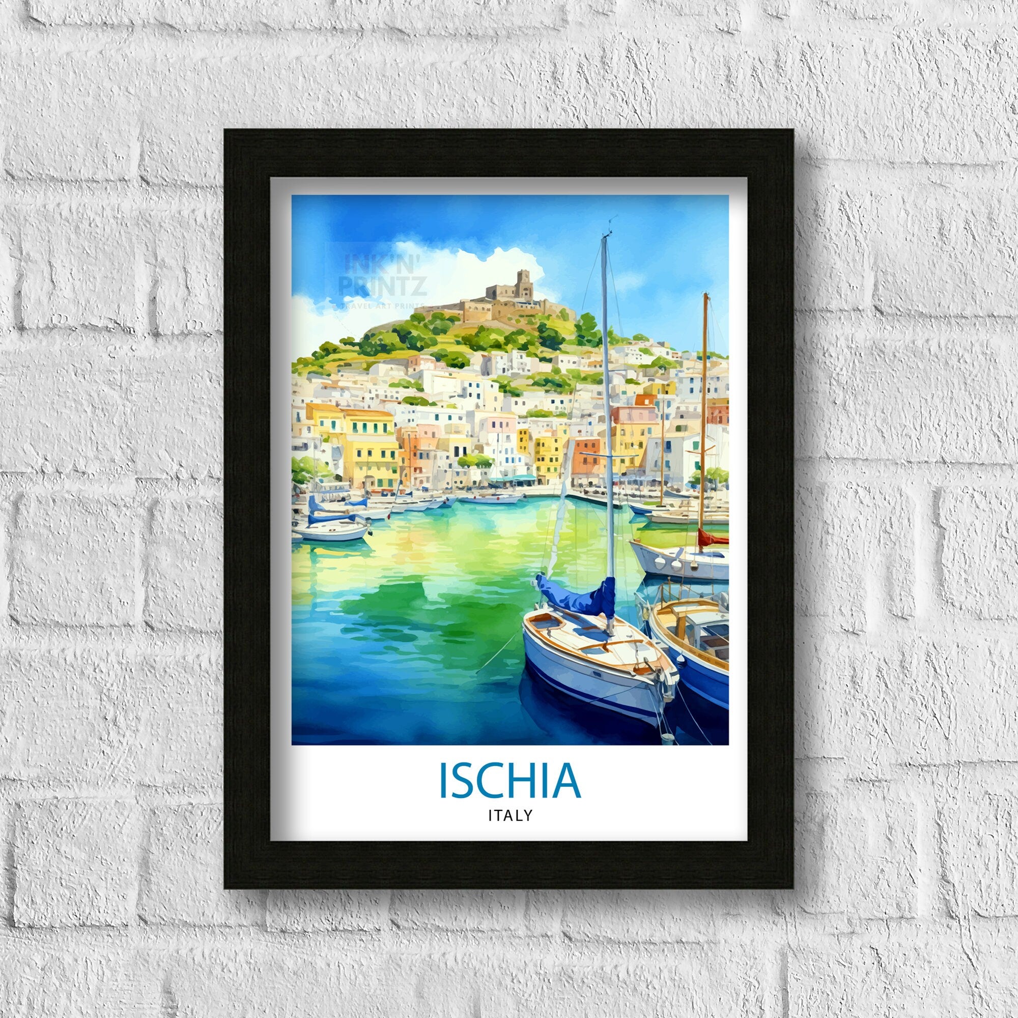 Ischia Italy Travel Print Ischia Wall Decor Ischia Home Living Decor Ischia Italy Illustration Travel Poster Gift For Ischia Italy Home