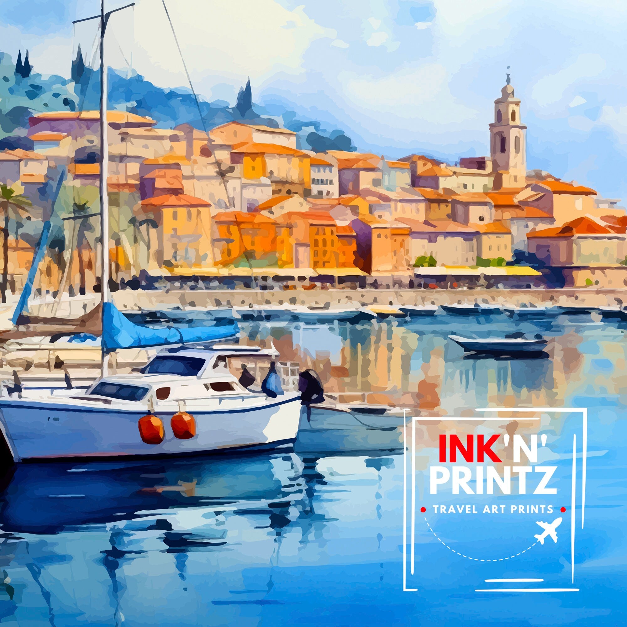 Sanremo Italy Travel Print Sanremo Wall Decor Sanremo Poster Italy Travel Prints Sanremo Art Print Sanremo Illustration Sanremo Wall Art