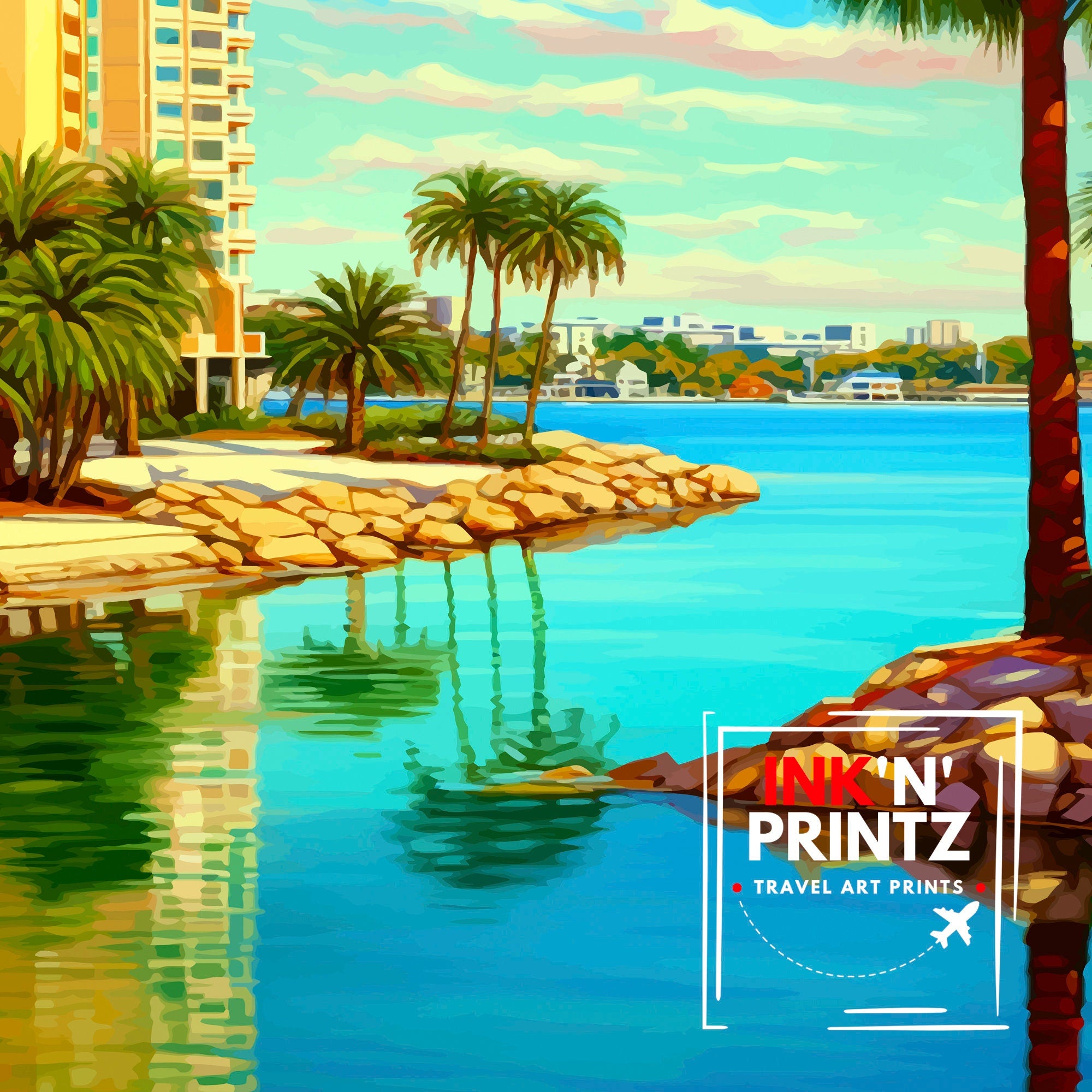 Sarasota Florida Travel Print| Sarasota Wall Decor Sarasota Poster Florida Travel Prints Sarasota Art Print Sarasota Illustration Sarasota