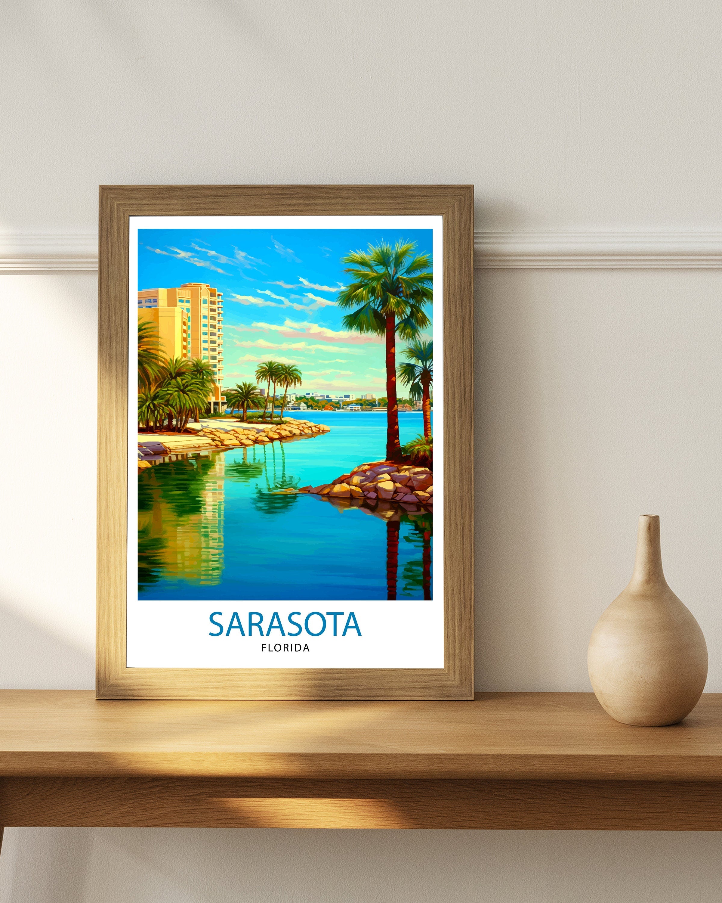 Sarasota Florida Travel Print| Sarasota Wall Decor Sarasota Poster Florida Travel Prints Sarasota Art Print Sarasota Illustration Sarasota