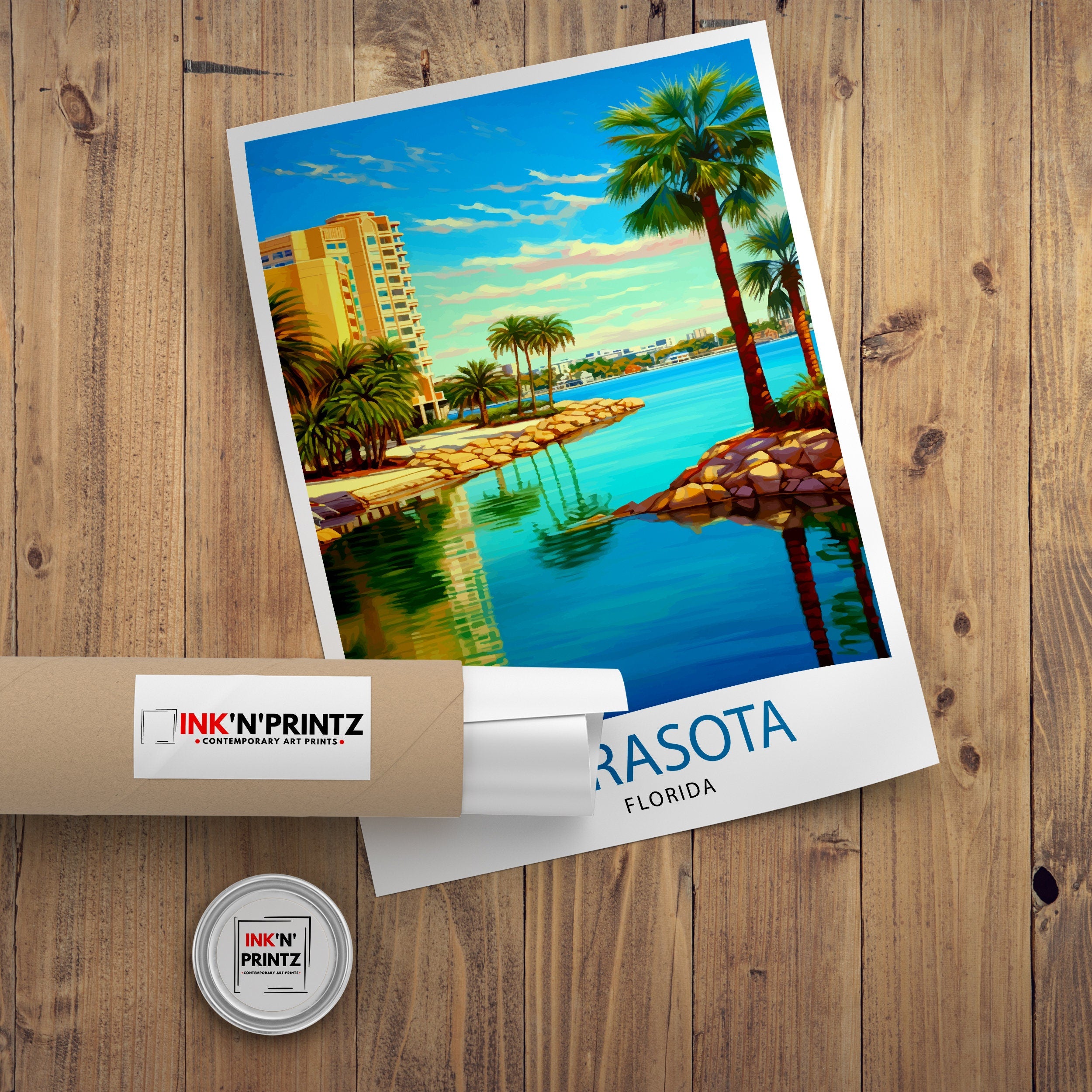 Sarasota Florida Travel Print| Sarasota Wall Decor Sarasota Poster Florida Travel Prints Sarasota Art Print Sarasota Illustration Sarasota