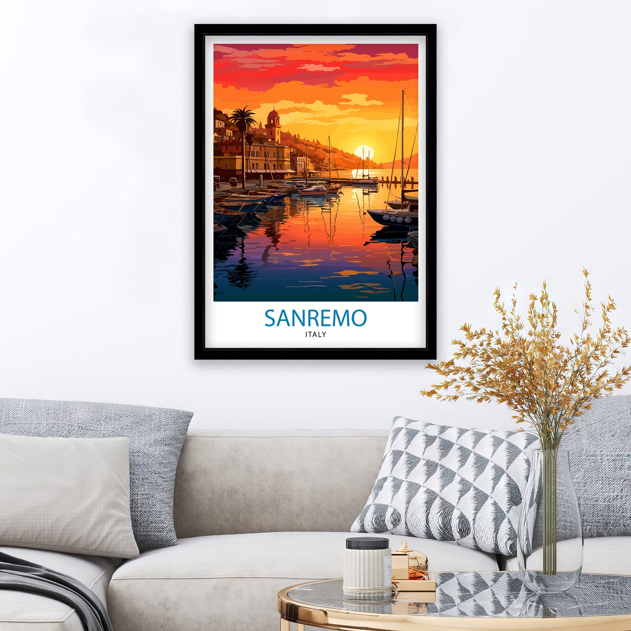 Sanremo Italy Travel Print Sanremo Wall Decor Sanremo Poster Italy Travel Prints Sanremo Art Print Sanremo Illustration Sanremo Wall Art