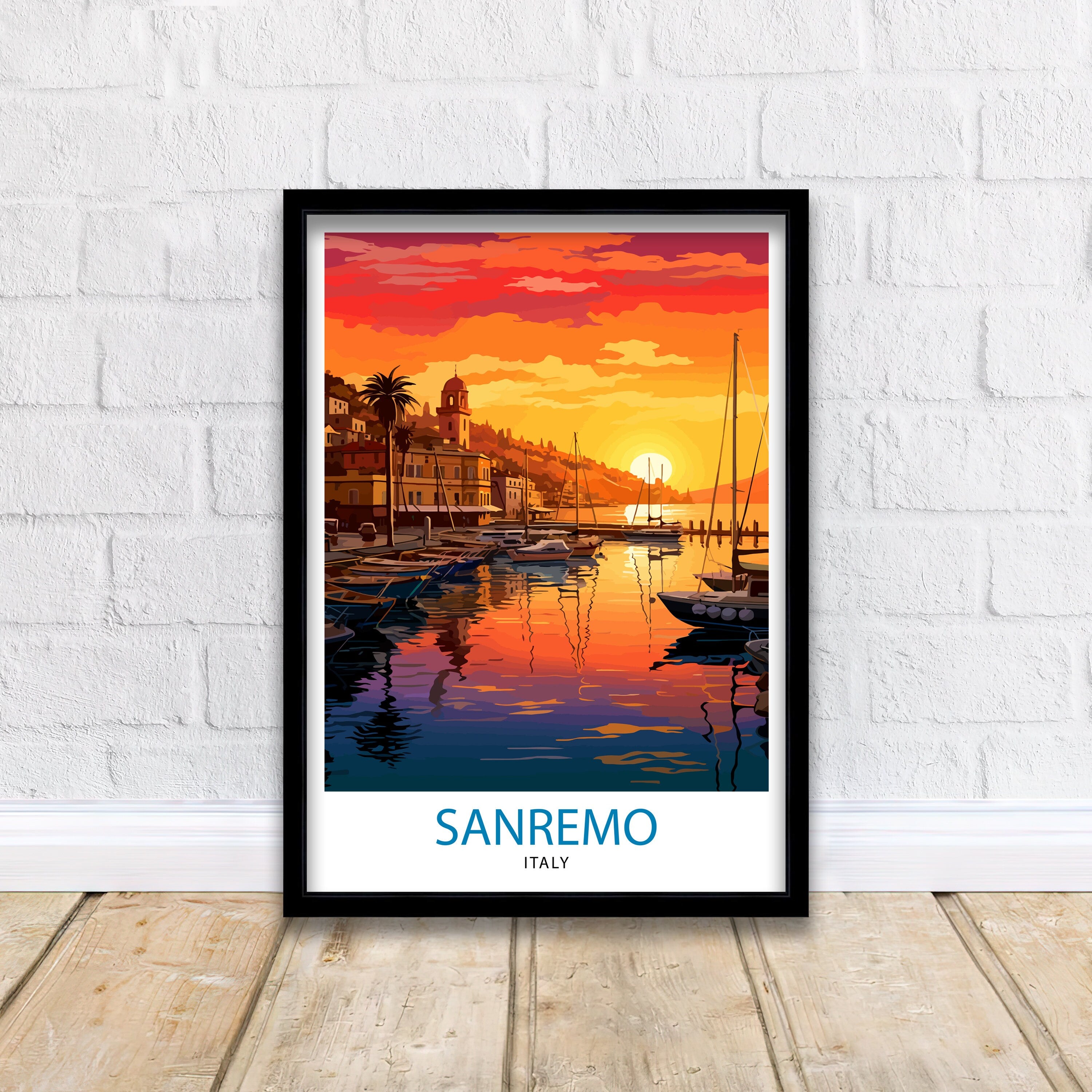 Sanremo Italy Travel Print Sanremo Wall Decor Sanremo Poster Italy Travel Prints Sanremo Art Print Sanremo Illustration Sanremo Wall Art