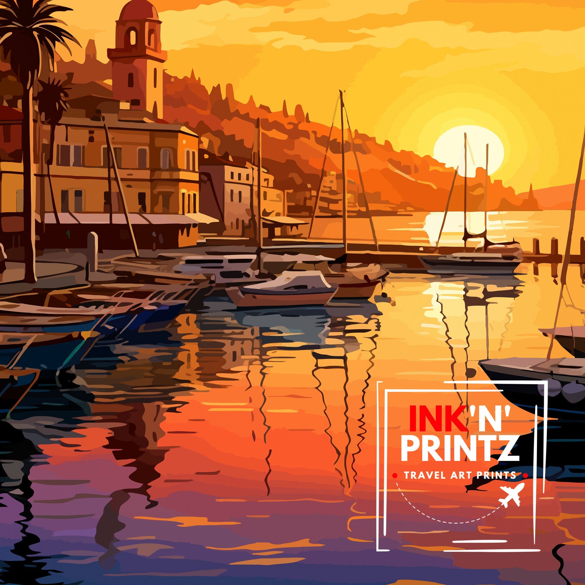 Sanremo Italy Travel Print Sanremo Wall Decor Sanremo Poster Italy Travel Prints Sanremo Art Print Sanremo Illustration Sanremo Wall Art