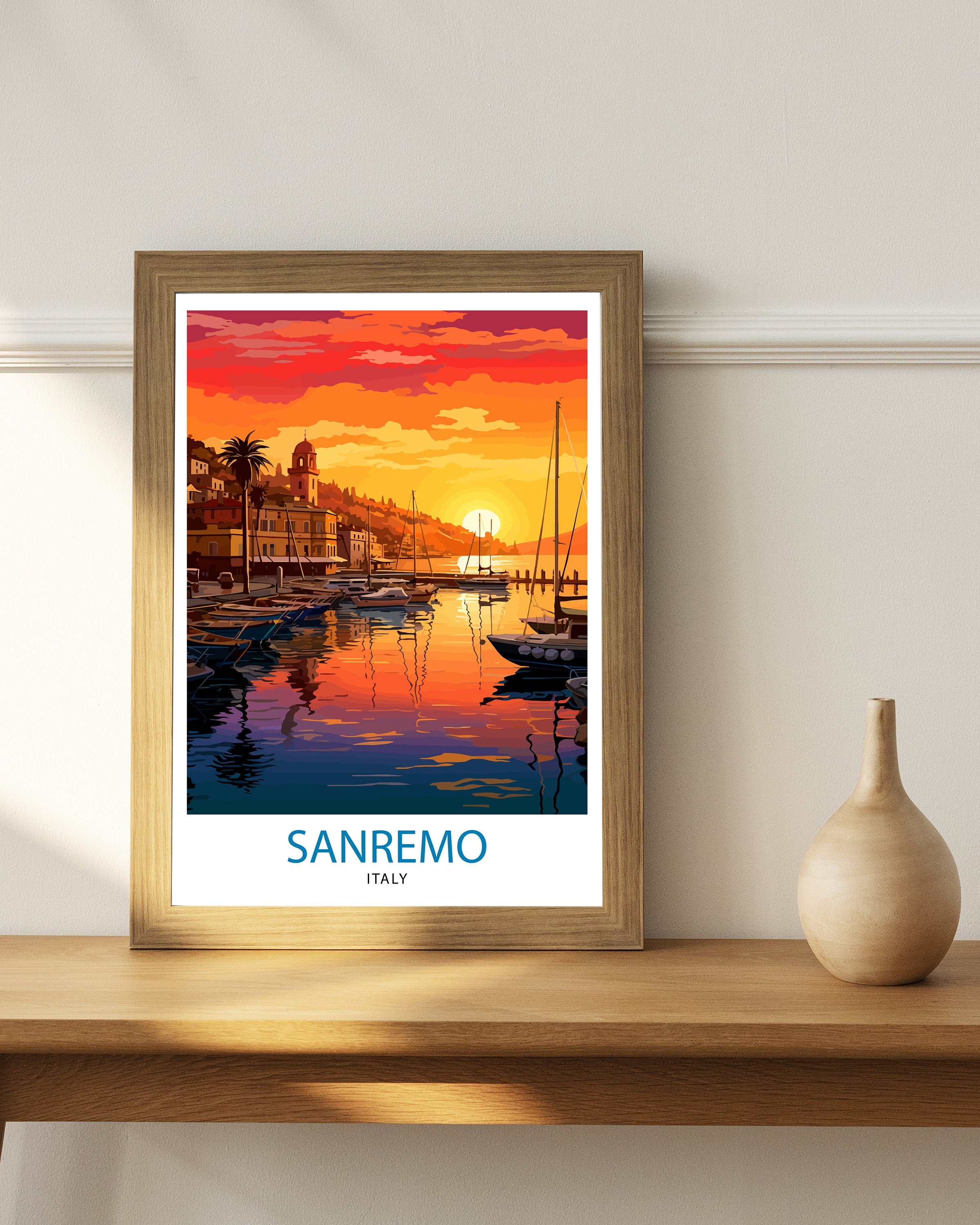 Sanremo Italy Travel Print Sanremo Wall Decor Sanremo Poster Italy Travel Prints Sanremo Art Print Sanremo Illustration Sanremo Wall Art