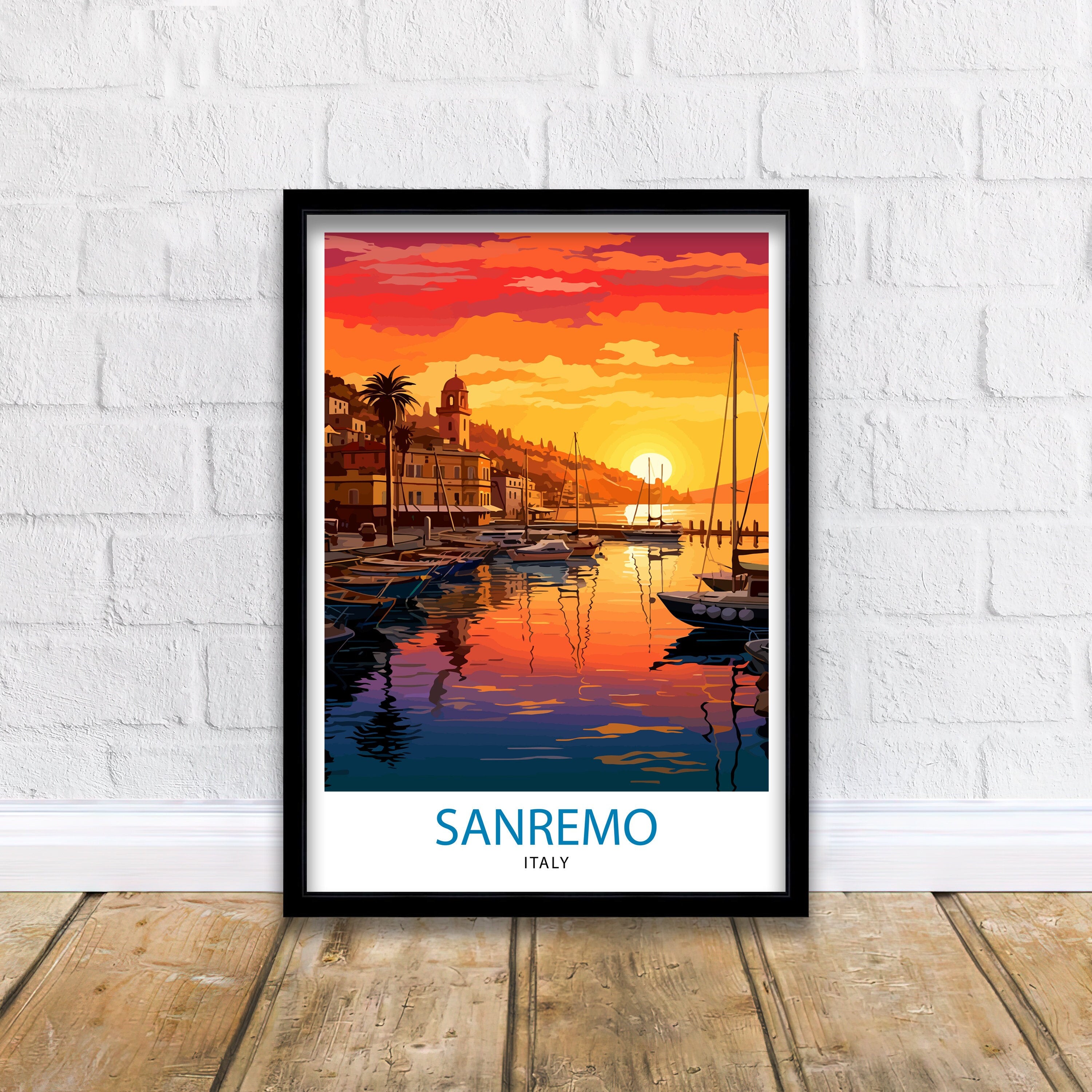 Sanremo Italy Travel Print Sanremo Wall Decor Sanremo Poster Italy Travel Prints Sanremo Art Print Sanremo Illustration Sanremo Wall Art