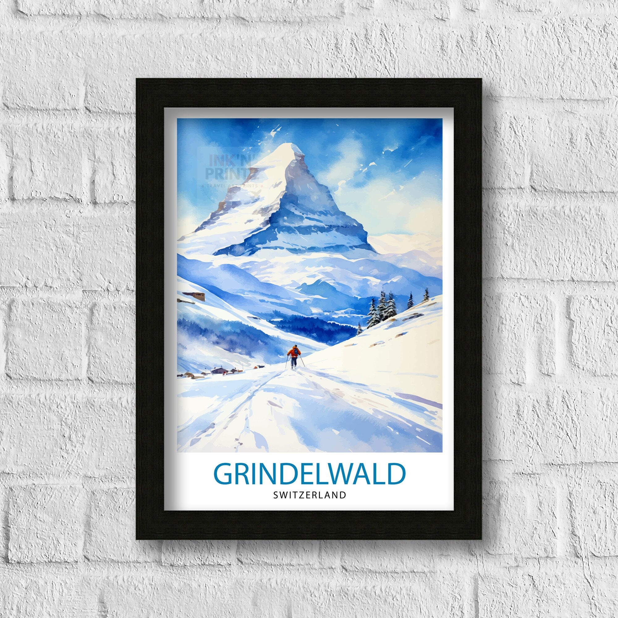 Grindelwald Switzerland Travel Print Grindelwald Wall Decor Grindelwald Poster Switzerland Travel Prints Grindelwald Art Print Grindelwald