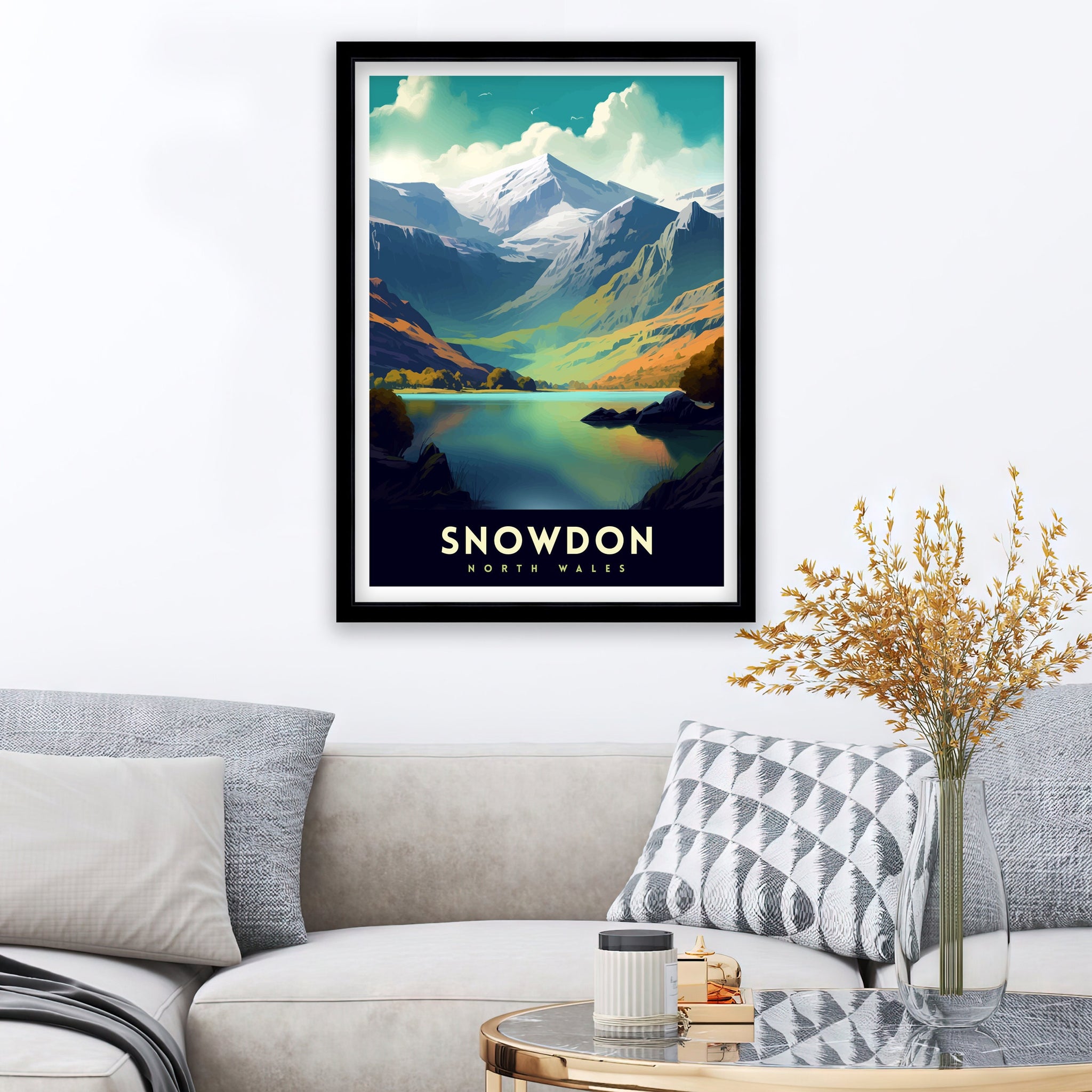 Snowdonia National Park Travel Print Wall Art Decor Snowdonia Illustration Travel Poster Wales Home Decor Mountain Landscape Print