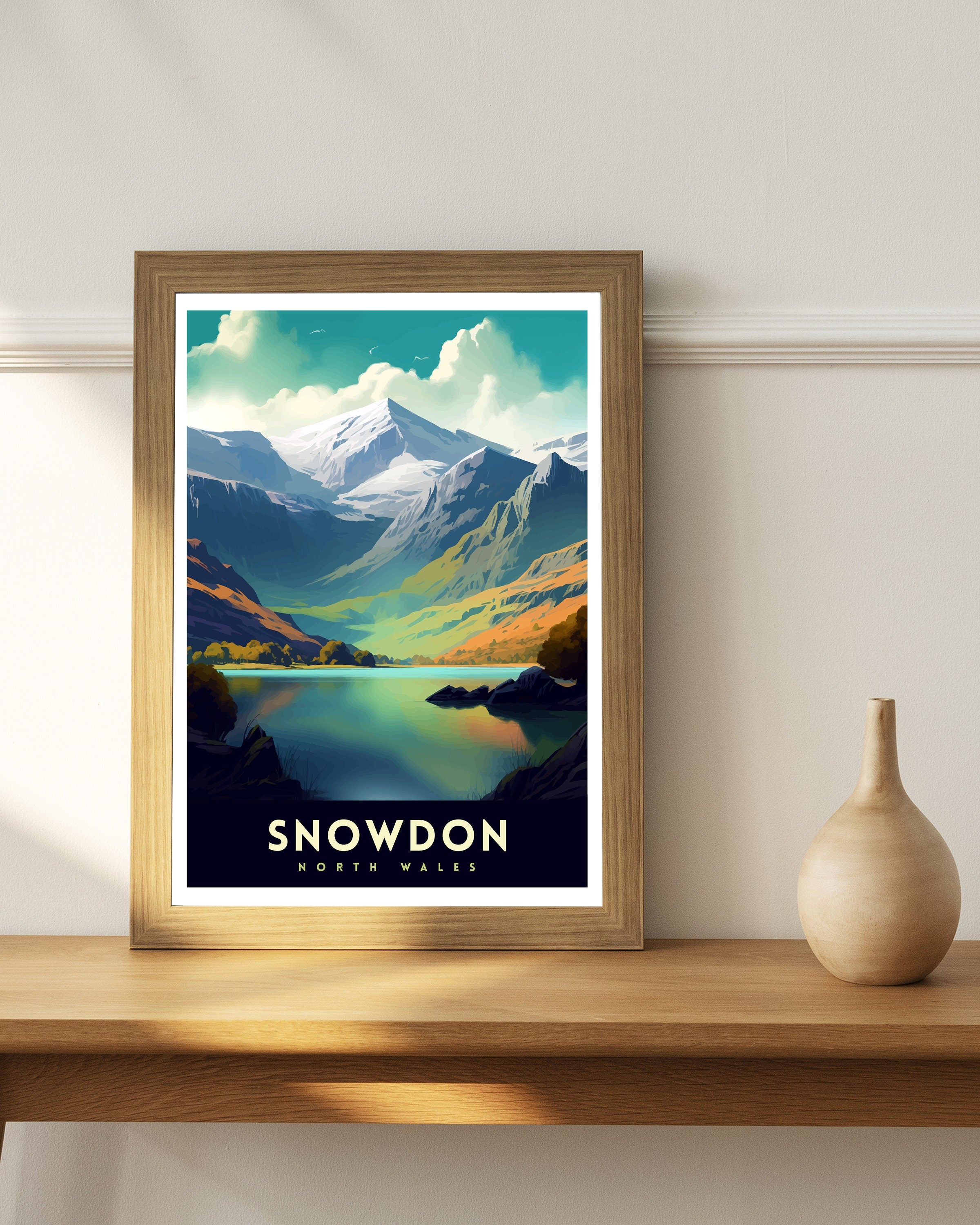 Snowdonia National Park Travel Print Wall Art Decor Snowdonia Illustration Travel Poster Wales Home Decor Mountain Landscape Print