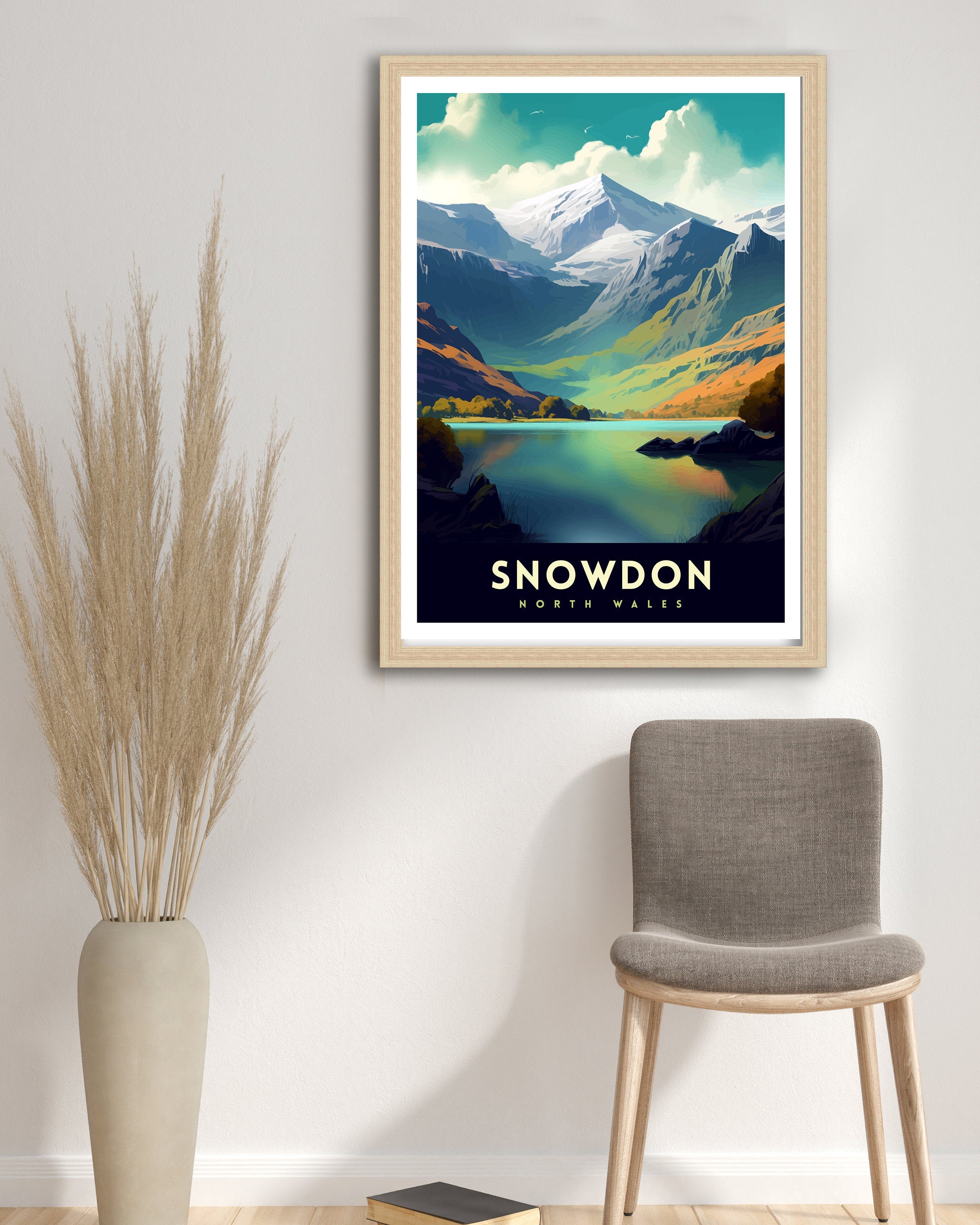 Snowdonia National Park Travel Print Wall Art Decor Snowdonia Illustration Travel Poster Wales Home Decor Mountain Landscape Print
