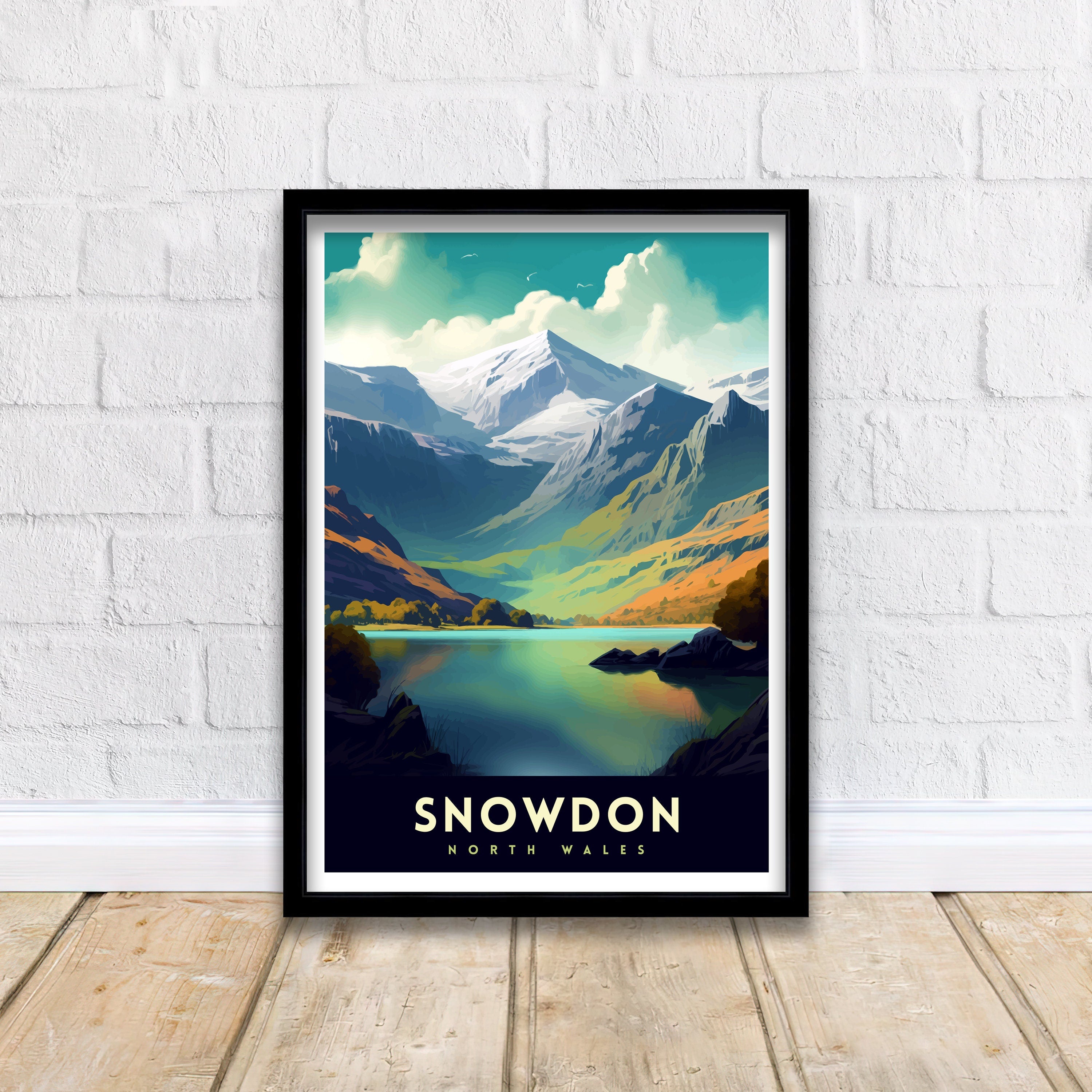Snowdonia National Park Travel Print Wall Art Decor Snowdonia Illustration Travel Poster Wales Home Decor Mountain Landscape Print