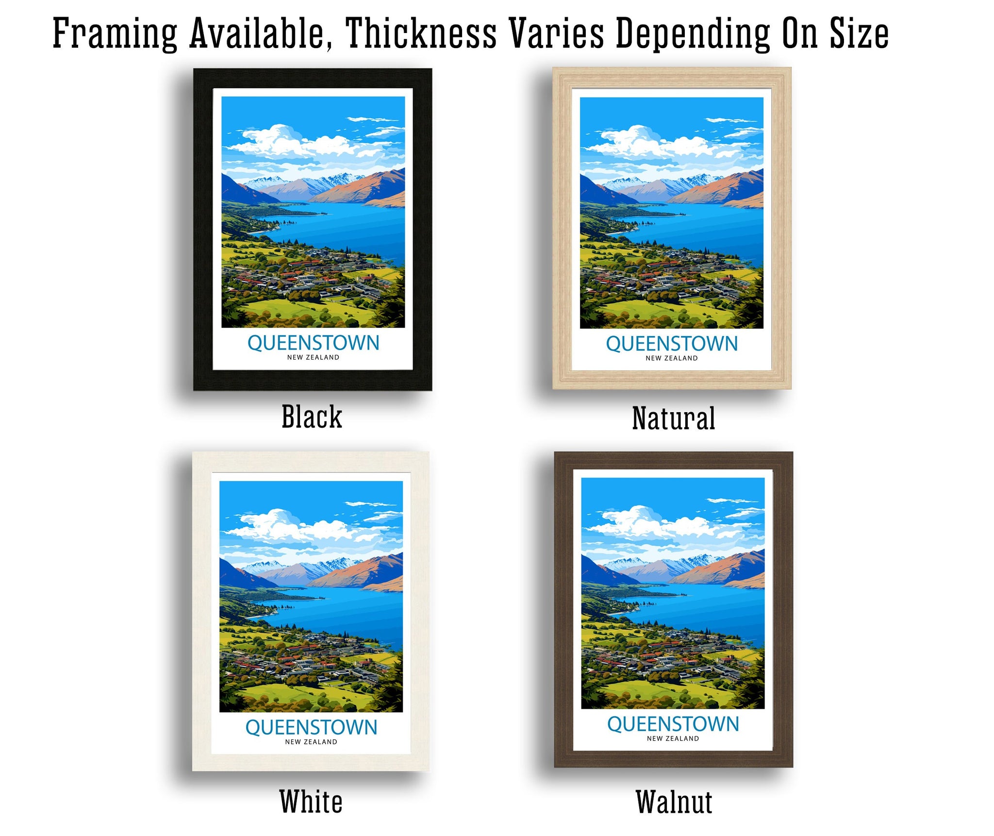 Queenstown New Zealand Print| Adventure Capital Poster Lake Wakatipu Wall Art Remarkables Mountain Decor Kiwi Travel Illustration Outdoor
