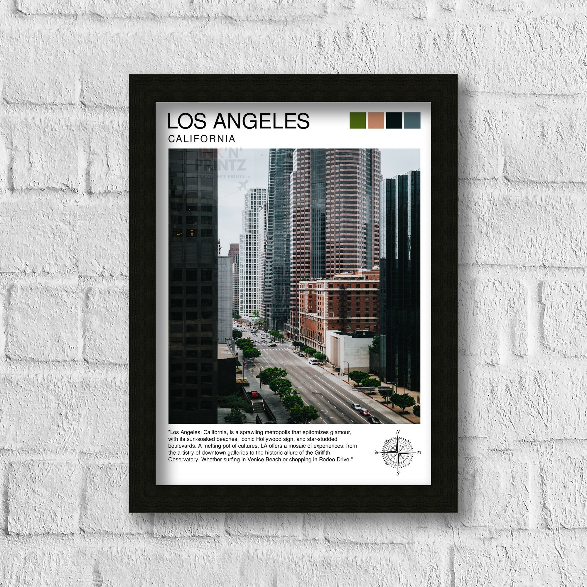 Los Angeles Travel Print| LA Wall Decor California Home Living Decor LA Illustration Travel Poster Gift for LA, California Home Decor