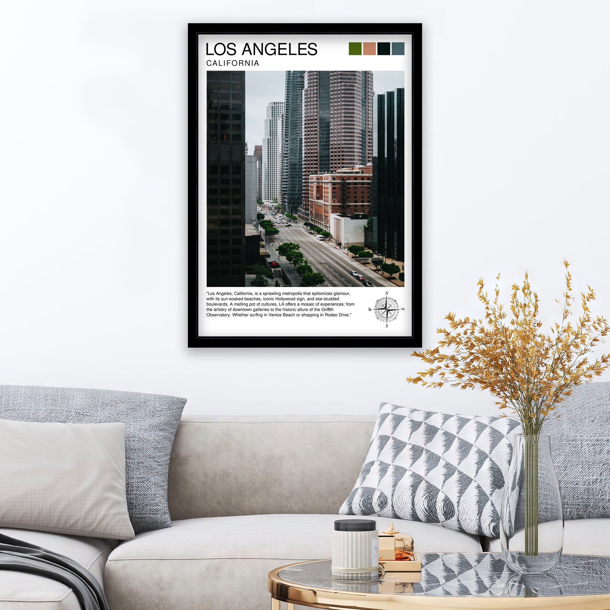 Los Angeles Travel Print| LA Wall Decor California Home Living Decor LA Illustration Travel Poster Gift for LA, California Home Decor