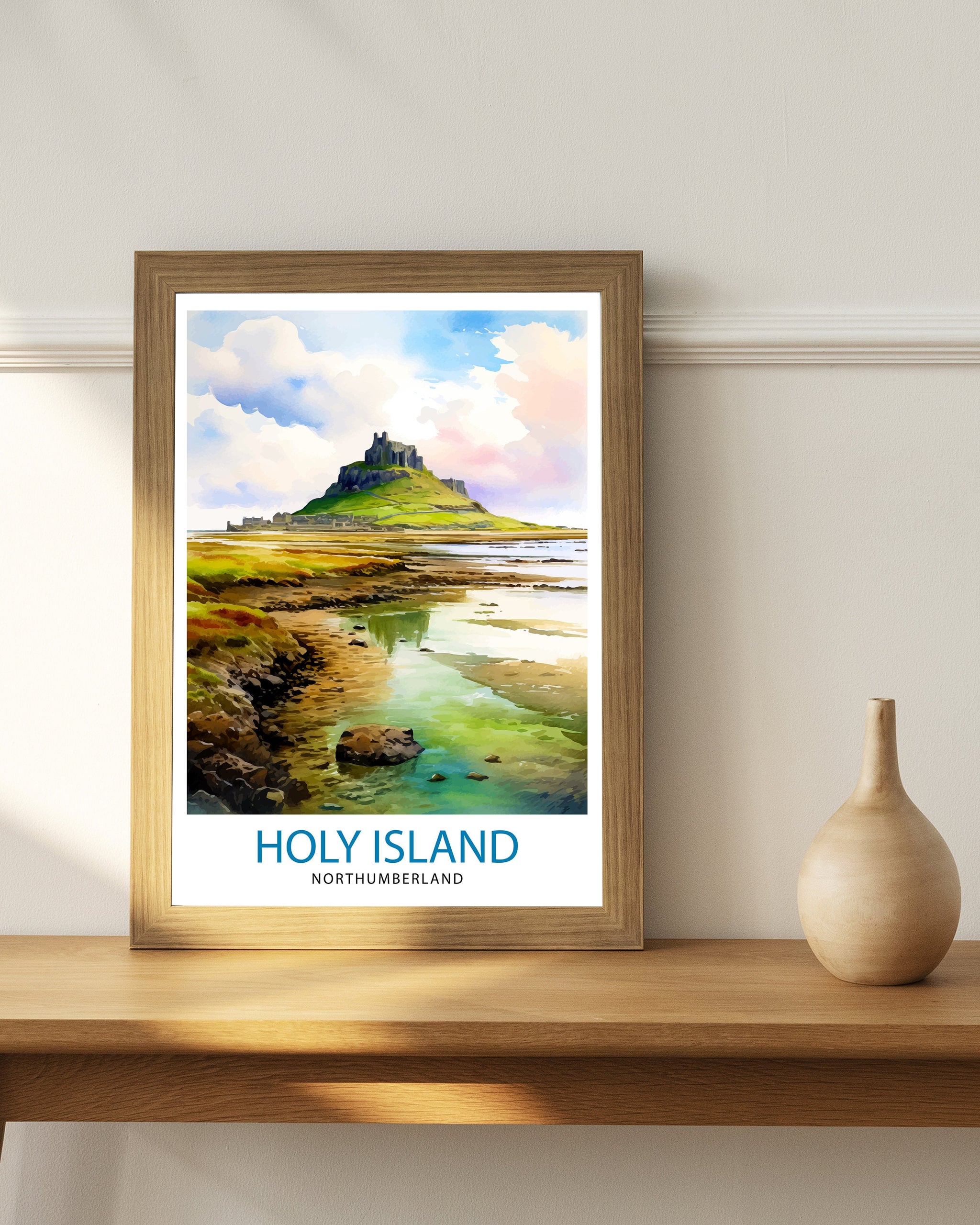 Holy Island Northumberland Travel Print Holy Island Wall Decor Holy Island Poster Northumberland Travel Prints Holy Island Art Print Holy