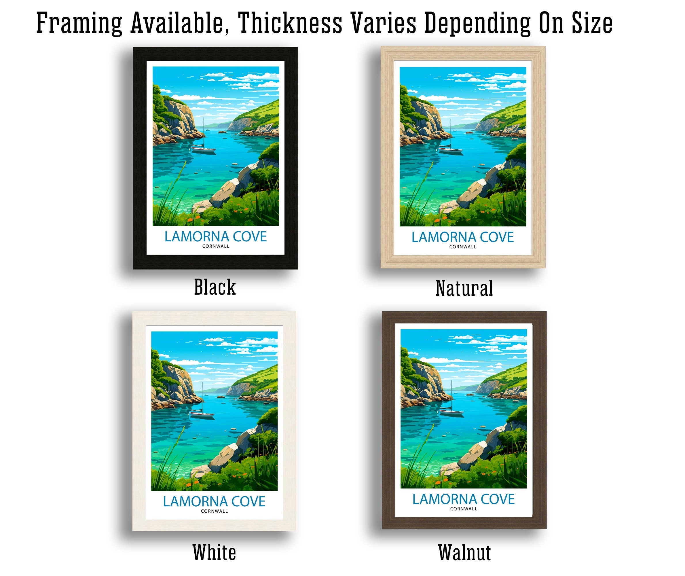 Lamorna Cove Cornwall Travel Print Lamorna Wall Decor Lamorna Poster Cornwall Travel Prints Lamorna Art Print Lamorna Illustration Lamorna