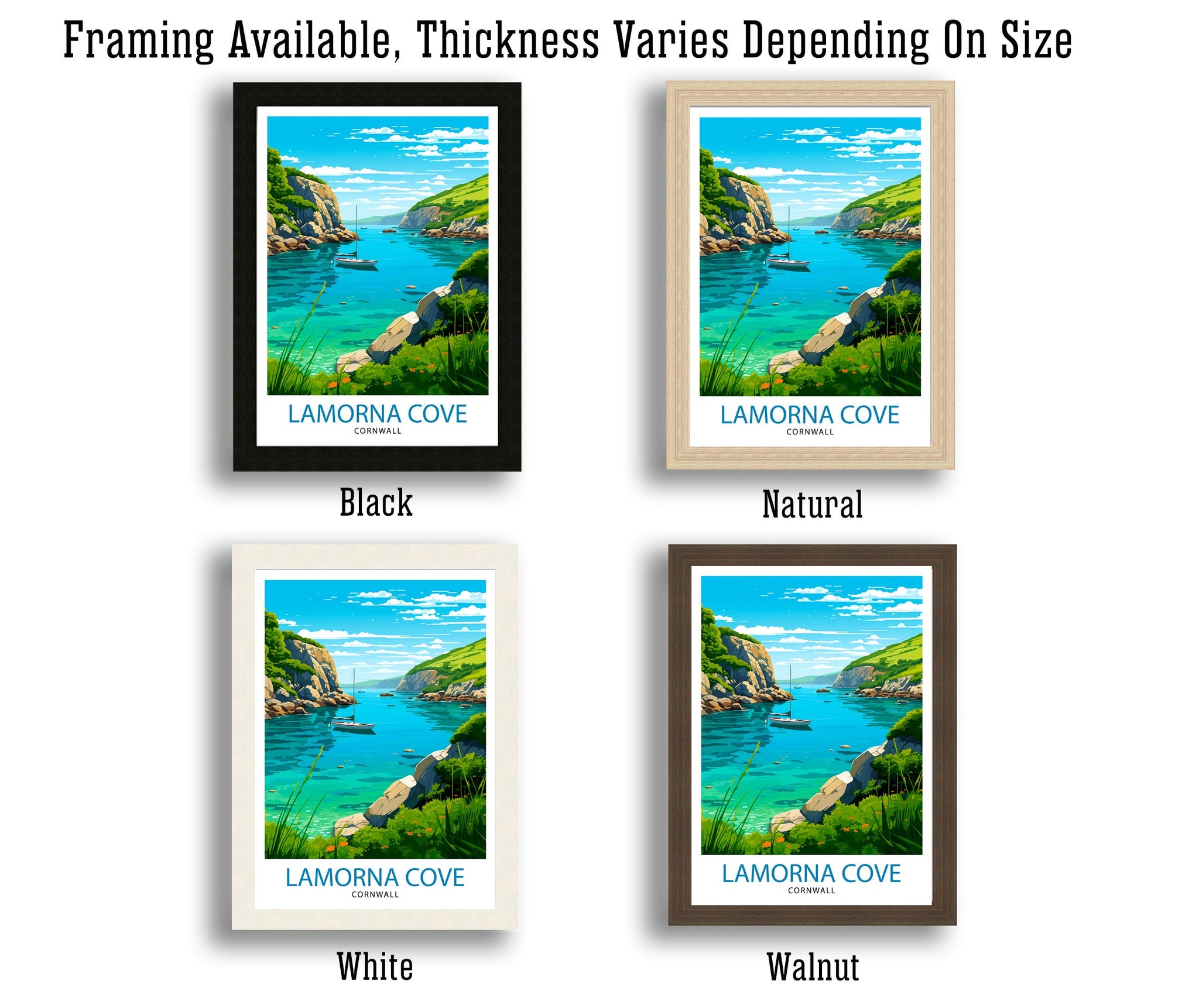 Lamorna Cove Cornwall Travel Print Lamorna Wall Decor Lamorna Poster Cornwall Travel Prints Lamorna Art Print Lamorna Illustration Lamorna